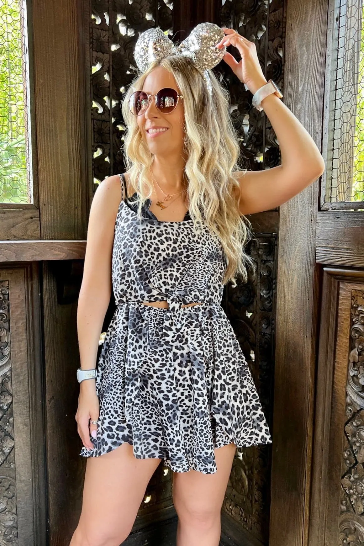 Lyla Leopard Tie Front Romper - FINAL SALE sold by Madison + Mallory product image thumbnail 5