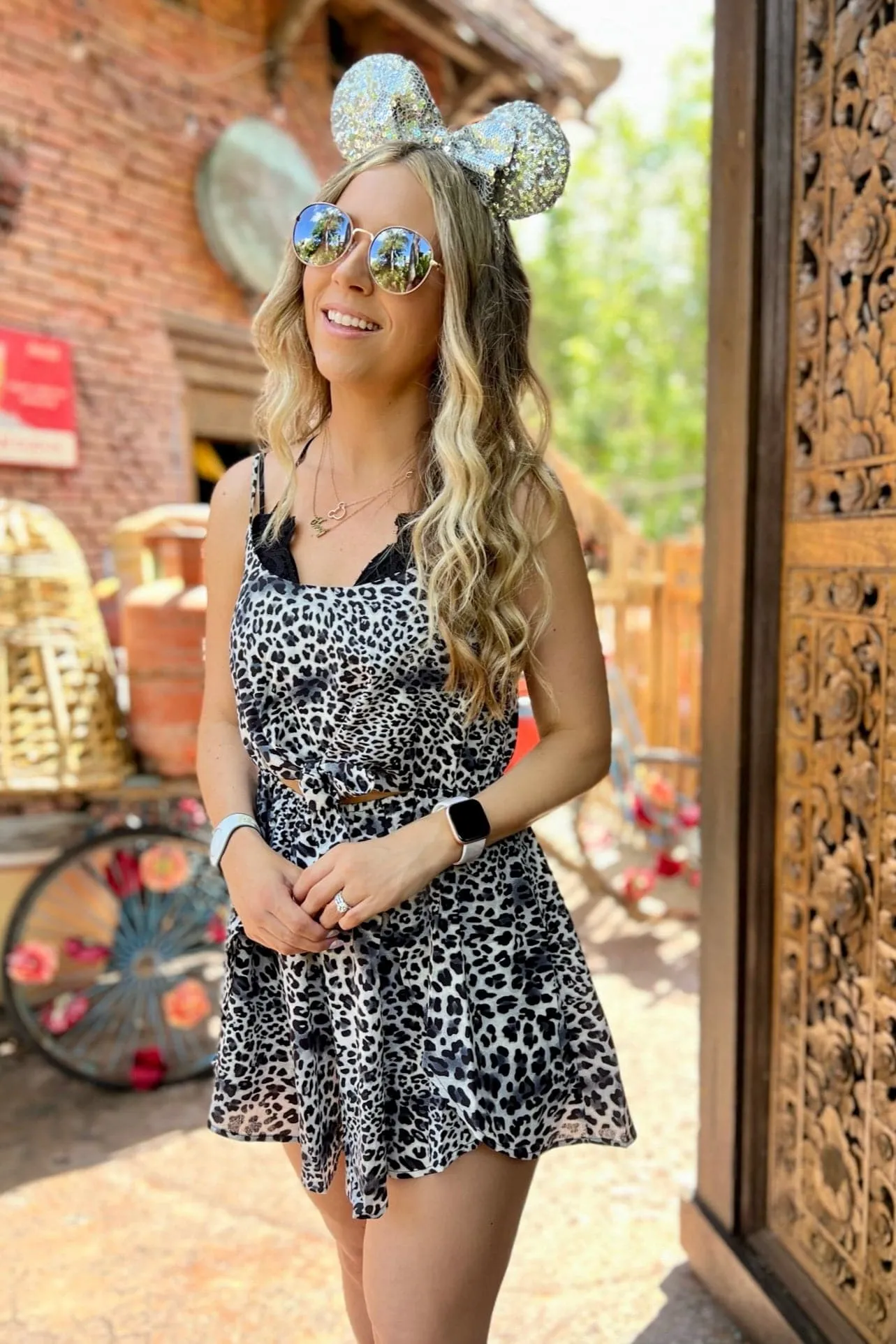 Lyla Leopard Tie Front Romper - FINAL SALE sold by Madison + Mallory product image thumbnail 4