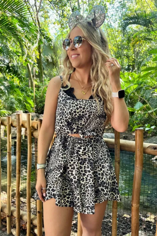 Lyla Leopard Tie Front Romper - FINAL SALE sold by Madison + Mallory