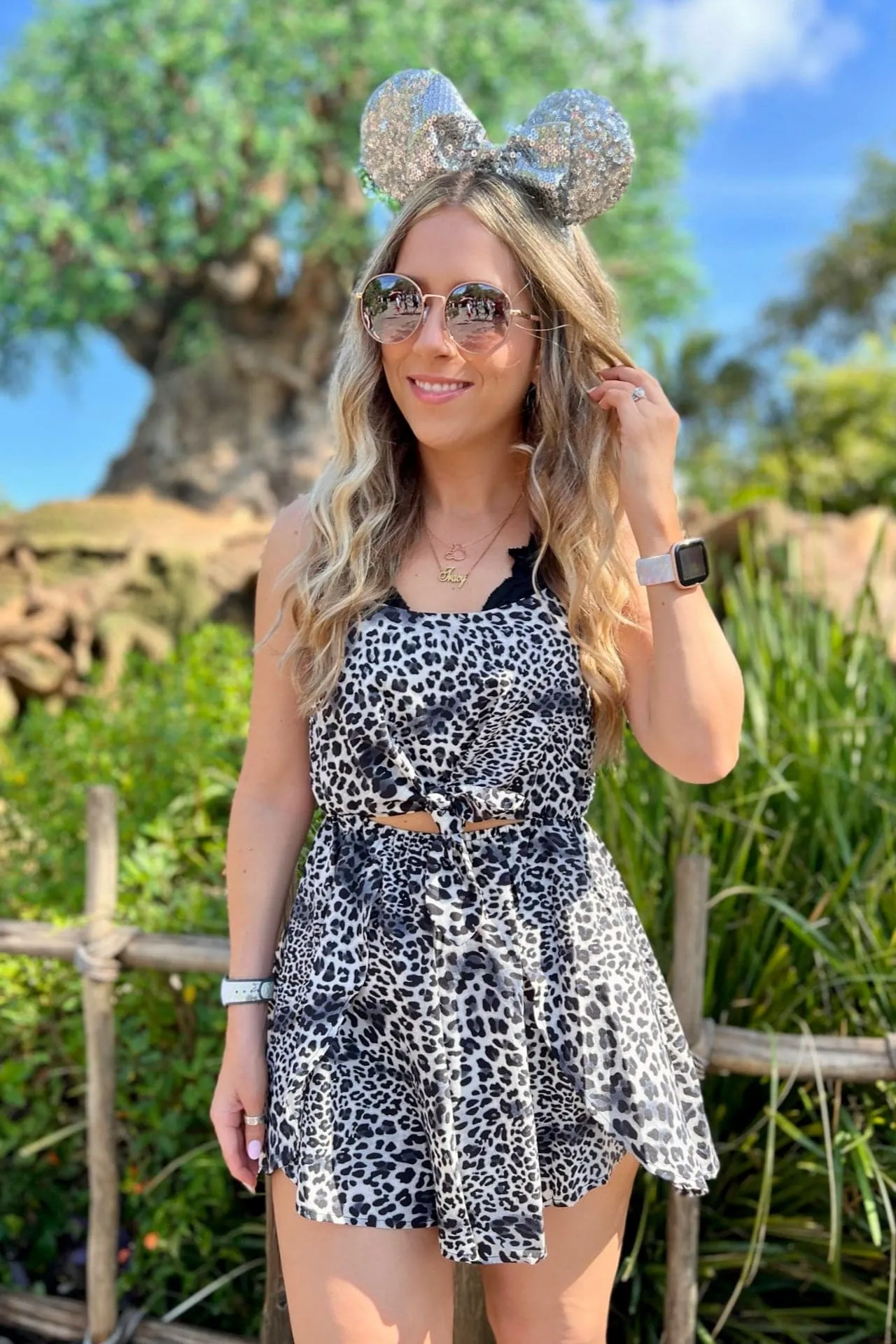 Lyla Leopard Tie Front Romper - FINAL SALE sold by Madison + Mallory product image thumbnail 3