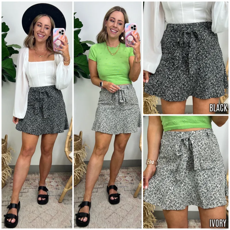 Daph Floral Tie Front Skort - FINAL SALE sold by Madison + Mallory