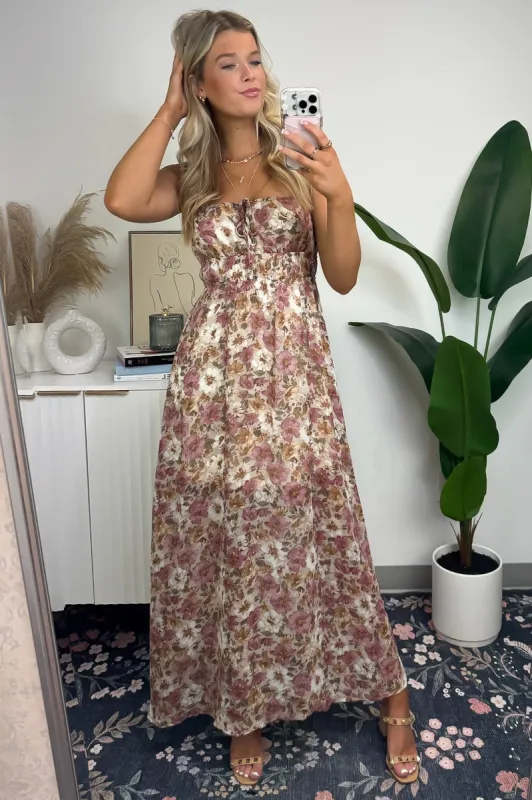 Perfectly Mine Tie Front Floral Maxi Dress sold by Madison + Mallory