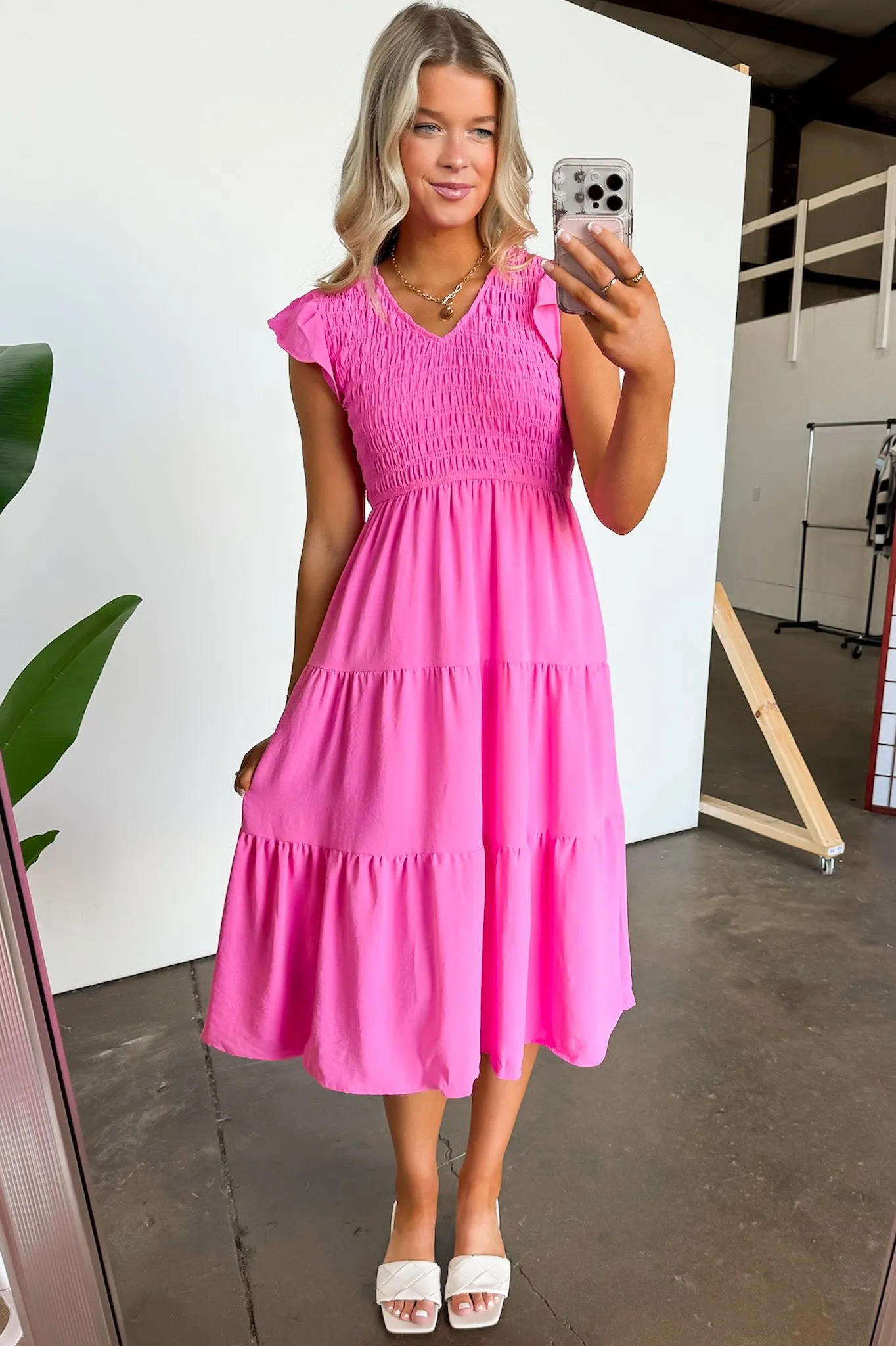 Flirty Luxury Flutter Sleeve Tiered Dress sold by Madison + Mallory product image thumbnail 3