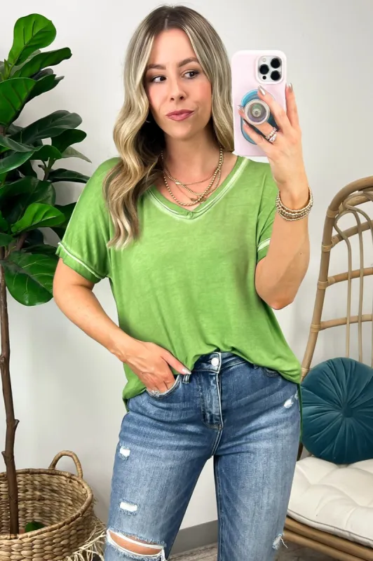Rezah Mineral Washed V-Neck Top - FINAL SALE sold by Madison + Mallory