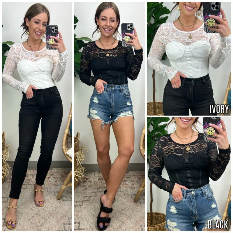 Sincerely Yours Lace Bustier Bodysuit - FINAL SALE sold by Madison + Mallory