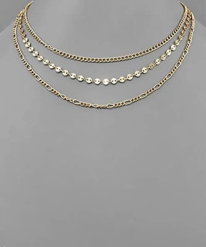 Sanson Three Layered Chain Necklace sold by Madison + Mallory