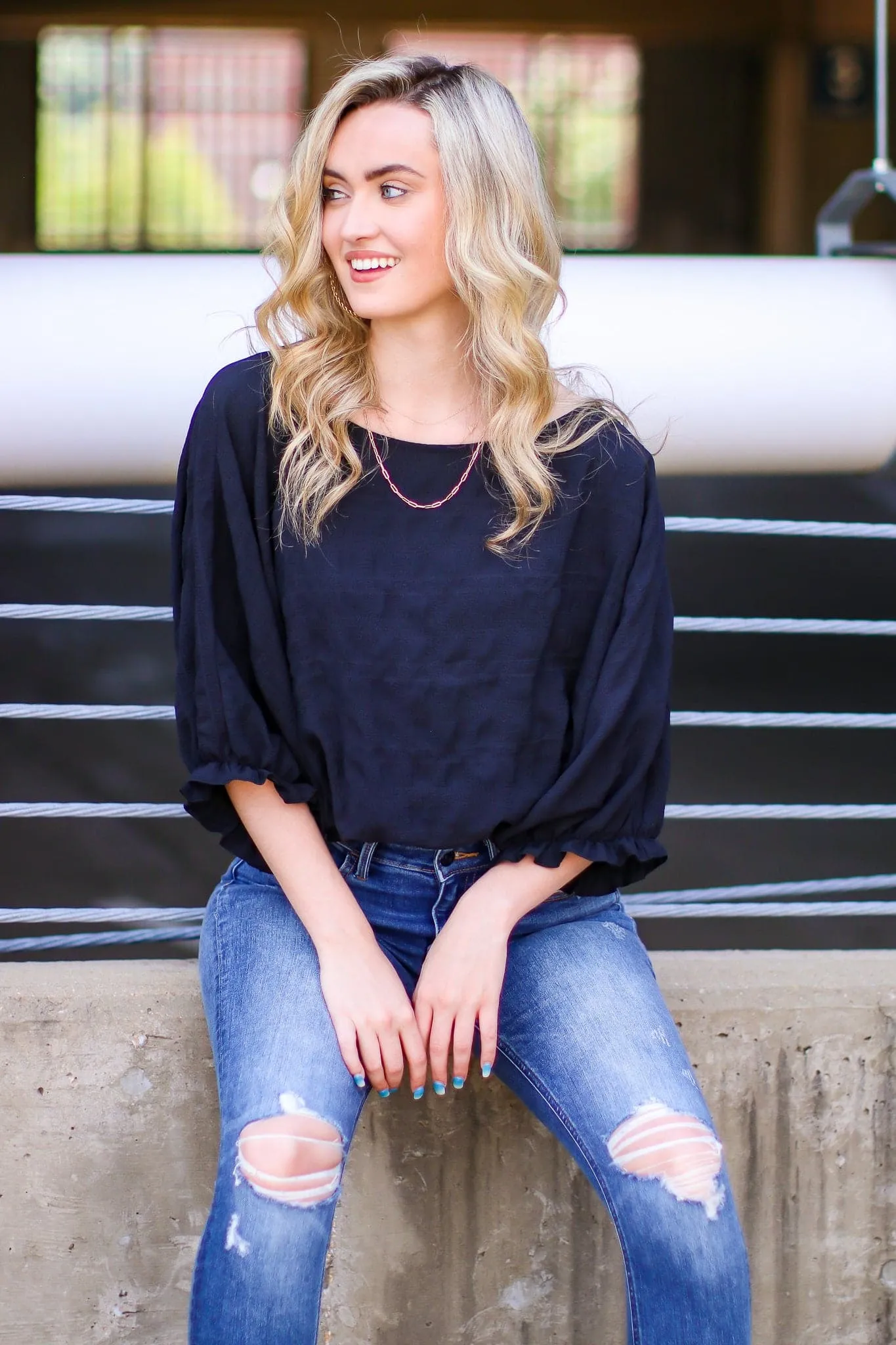 Burning Question Textured Cropped Top - FINAL SALE sold by Madison + Mallory product image thumbnail 2