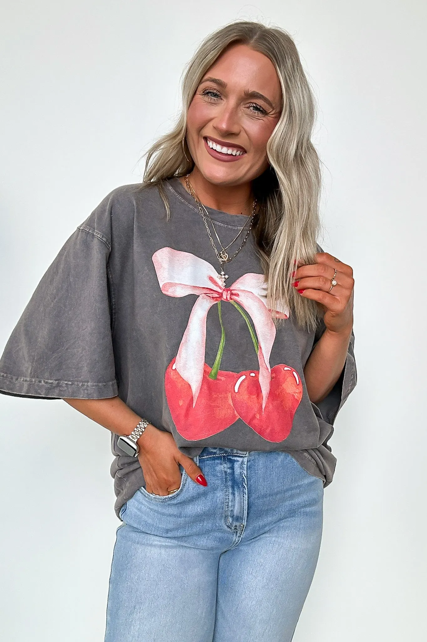Tied with a Bow Cherries Vintage Graphic Tee - BACK IN STOCK sold by Madison + Mallory
