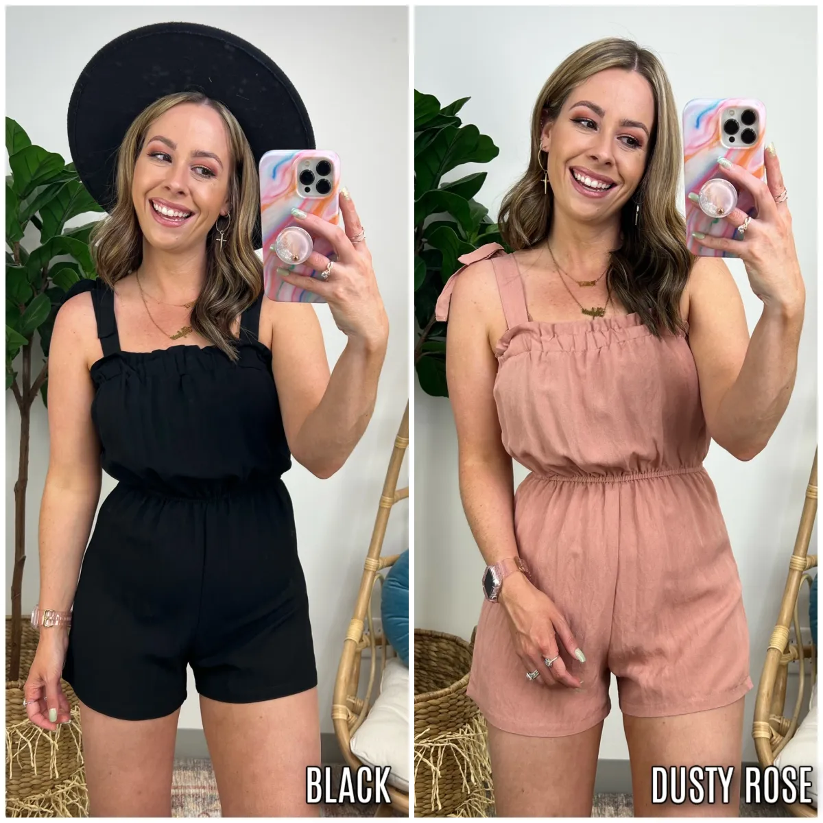 Sending the Best Tie Strap Ruffle Romper - FINAL SALE sold by Madison + Mallory