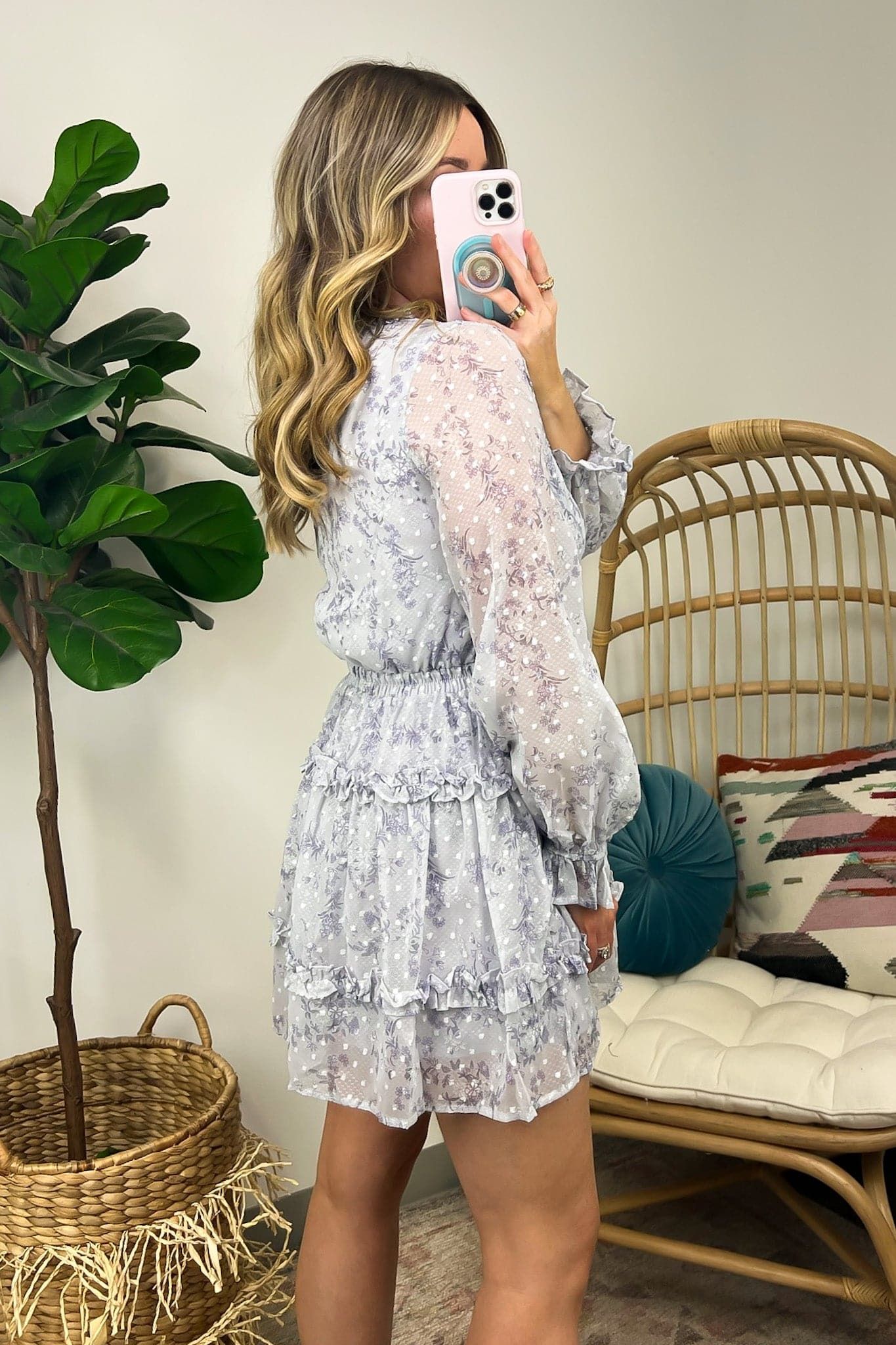 Whimsical Charm Swiss Dot Floral Ruffle Dress - FINAL SALE sold by Madison + Mallory product image thumbnail 5