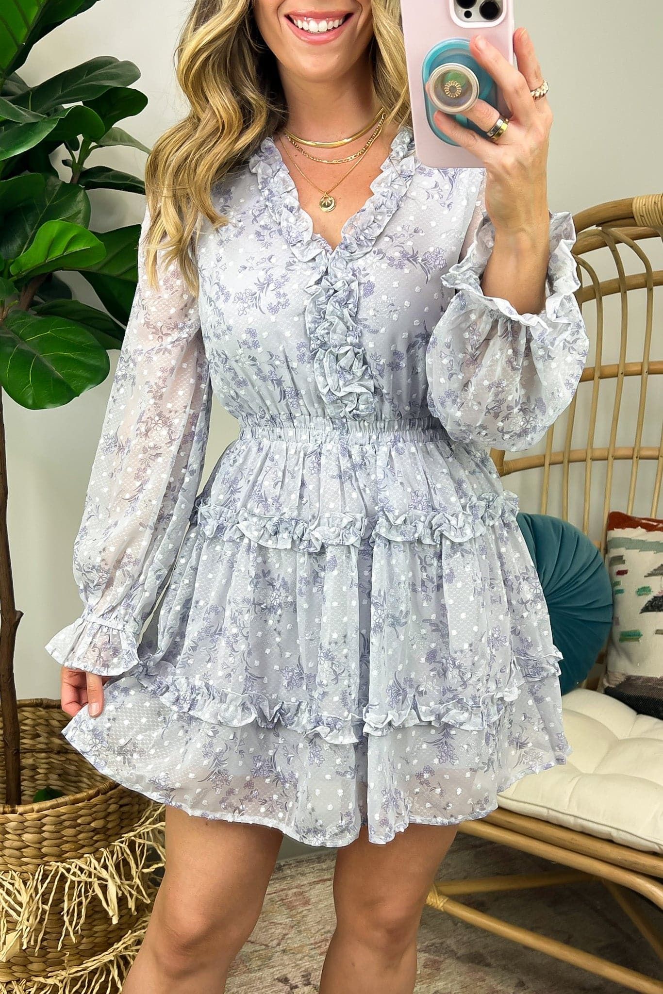 Whimsical Charm Swiss Dot Floral Ruffle Dress - FINAL SALE sold by Madison + Mallory product image thumbnail 3