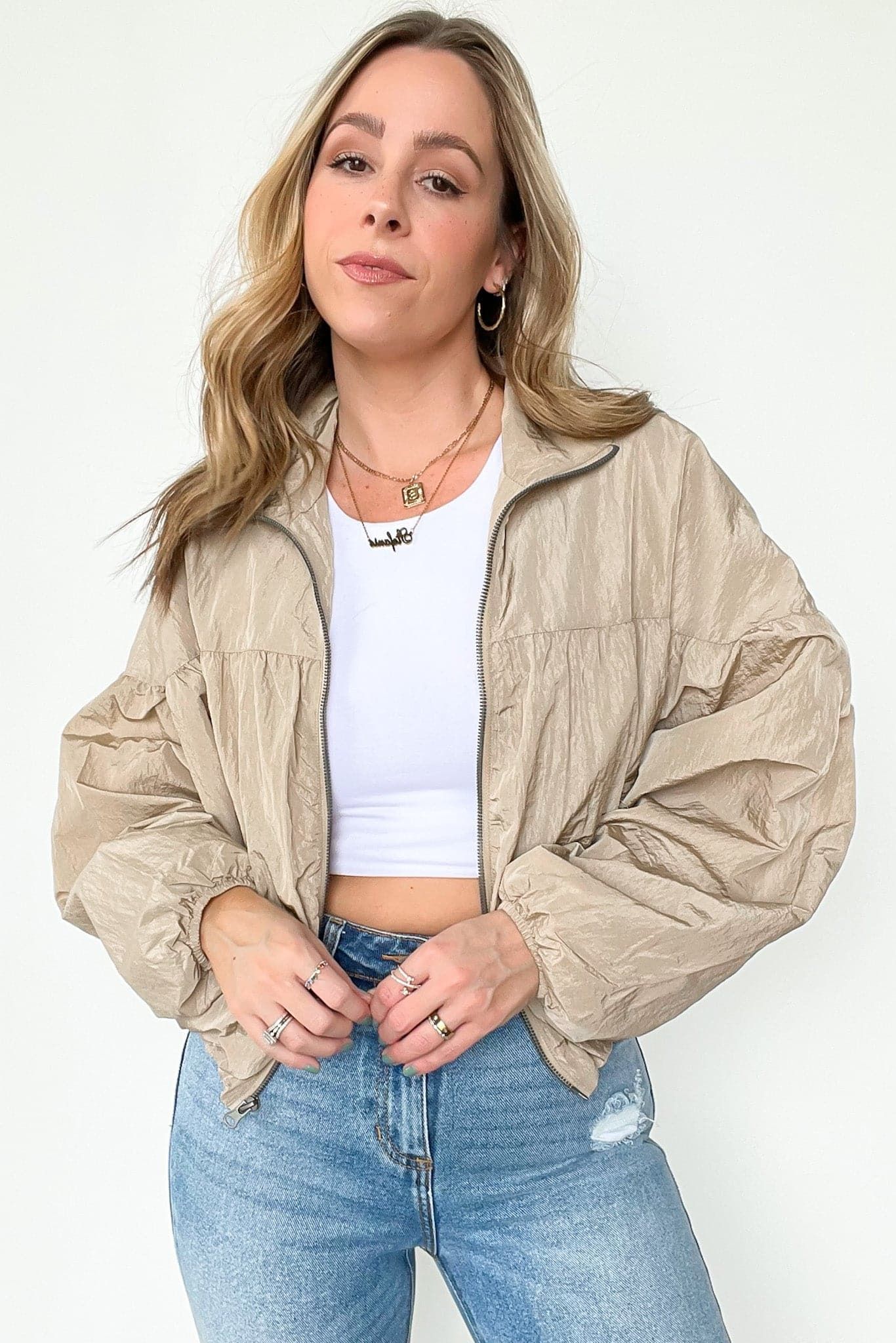 Authentic Power Nylon Balloon Sleeve Zip Jacket - FINAL SALE sold by Madison + Mallory product image thumbnail 5