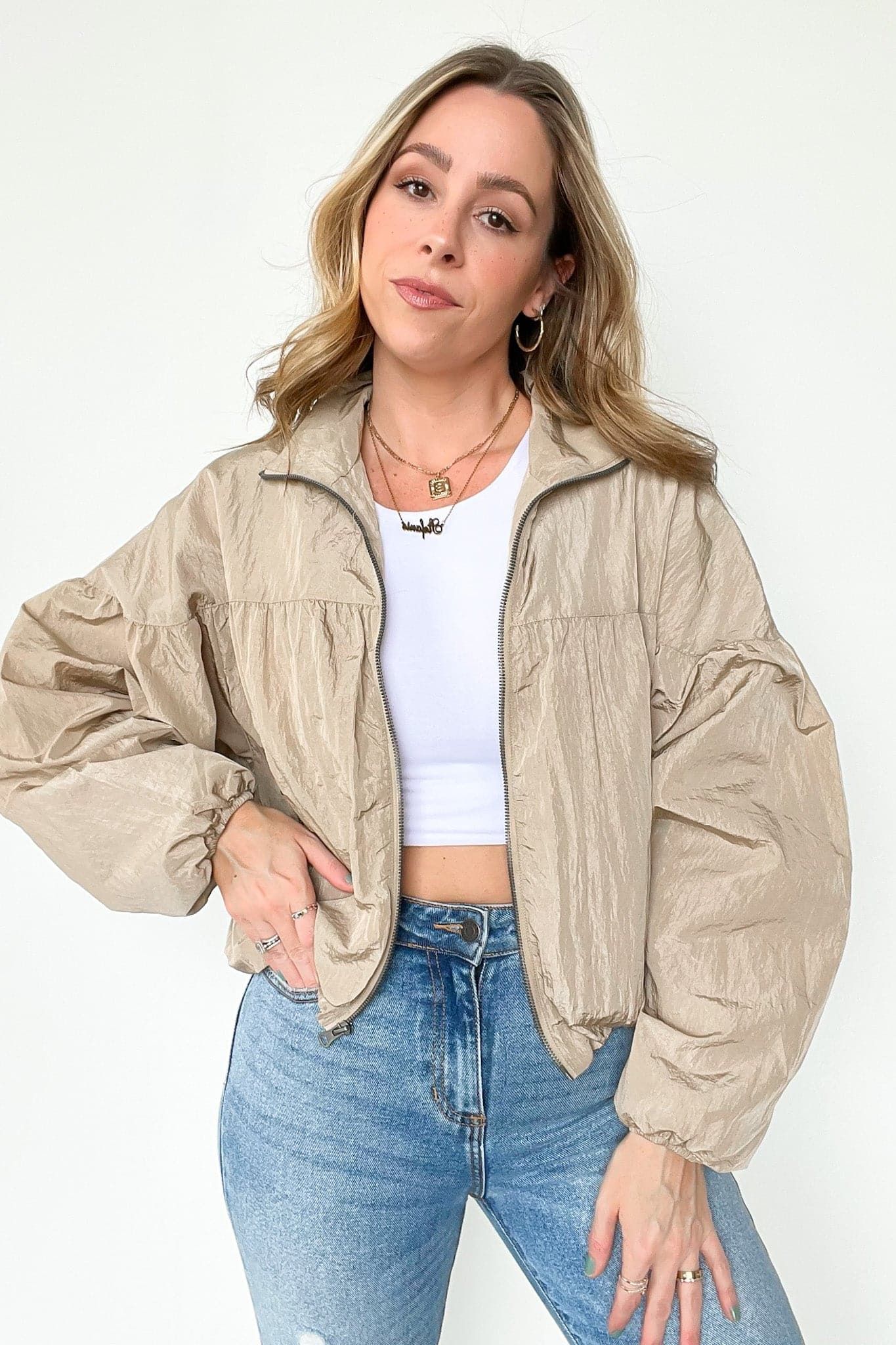 Authentic Power Nylon Balloon Sleeve Zip Jacket - FINAL SALE sold by Madison + Mallory product image thumbnail 6