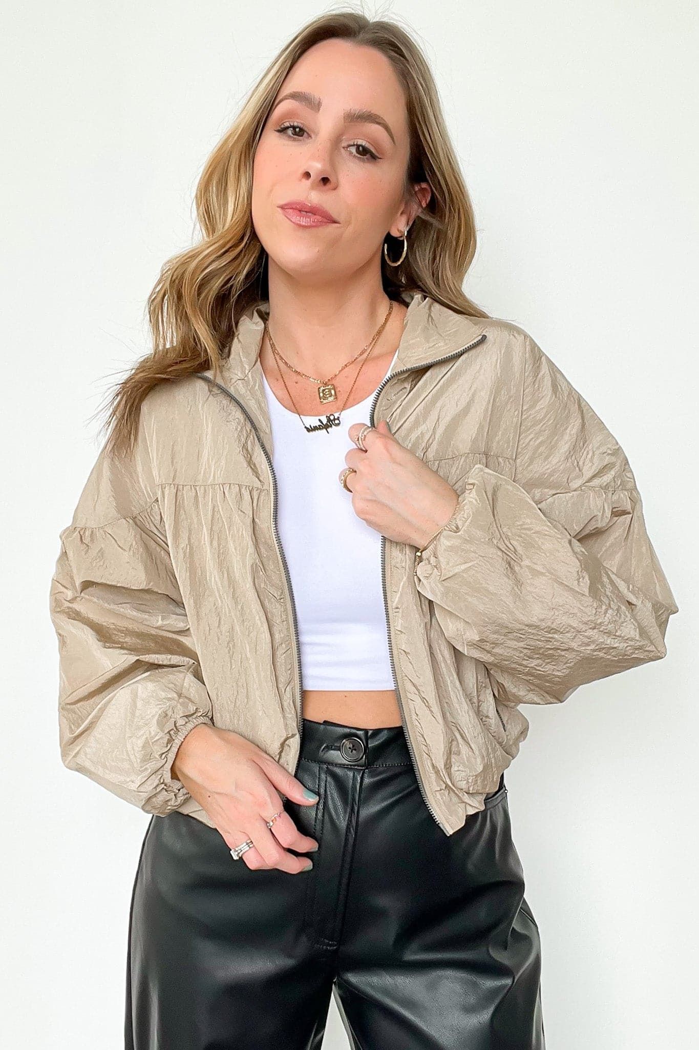 Authentic Power Nylon Balloon Sleeve Zip Jacket - FINAL SALE sold by Madison + Mallory