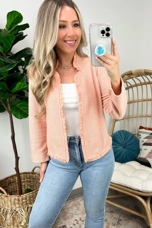 Chic Status Fringed Boucle Terry Jacket - FINAL SALE sold by Madison + Mallory