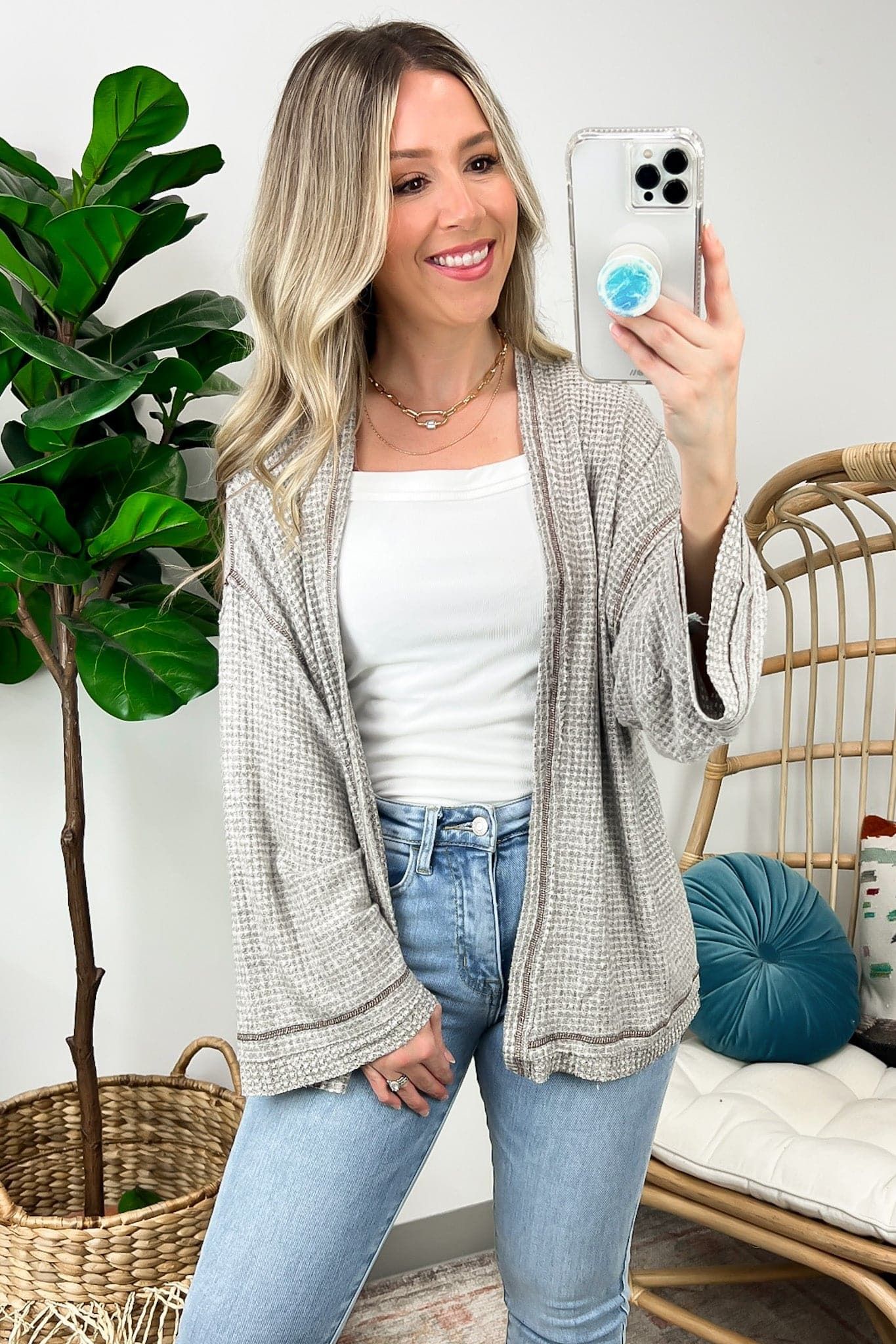 Edan Brushed Waffle Knit Cardigan sold by Madison + Mallory product image thumbnail 4