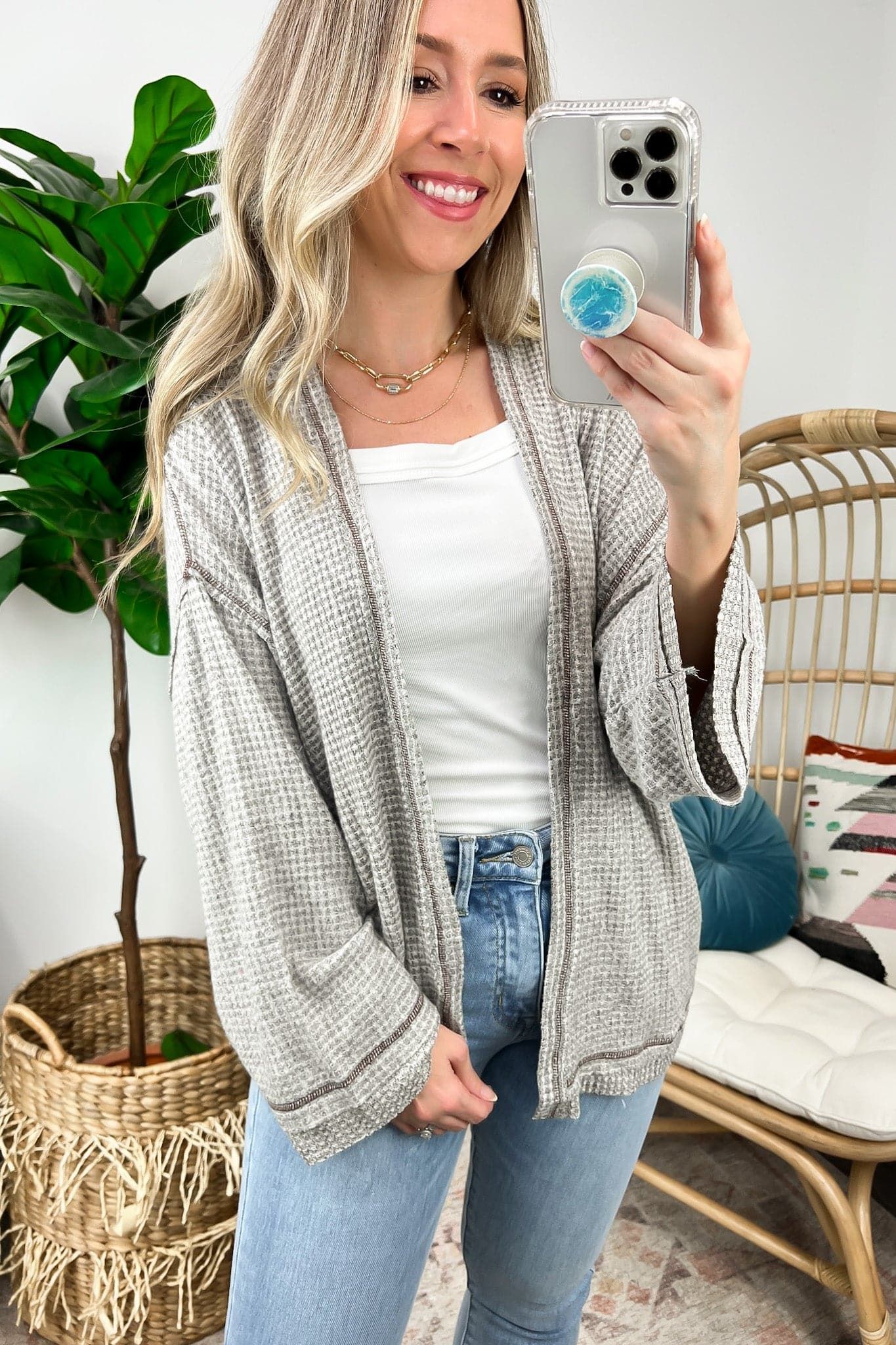 Edan Brushed Waffle Knit Cardigan sold by Madison + Mallory product image thumbnail 3