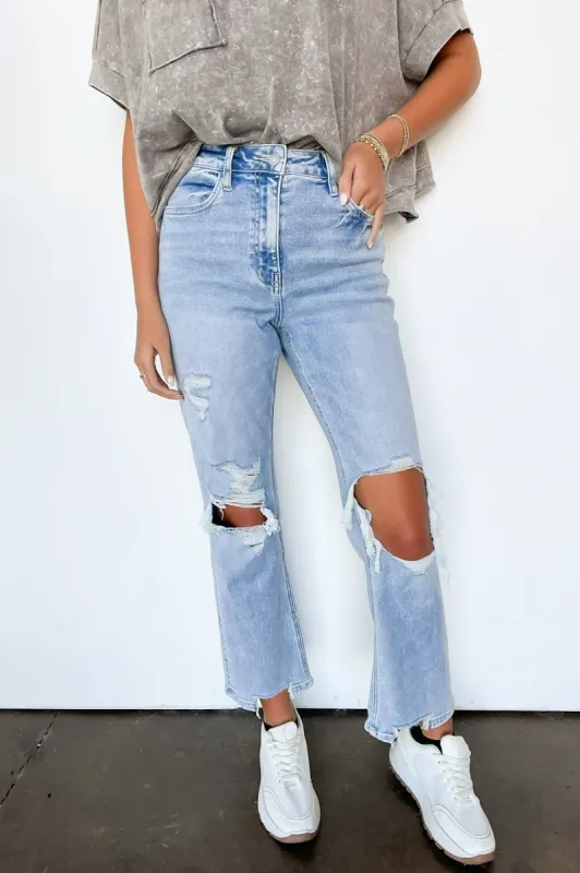Maileana 90's Super High Rise Distressed Straight Jeans sold by Madison + Mallory