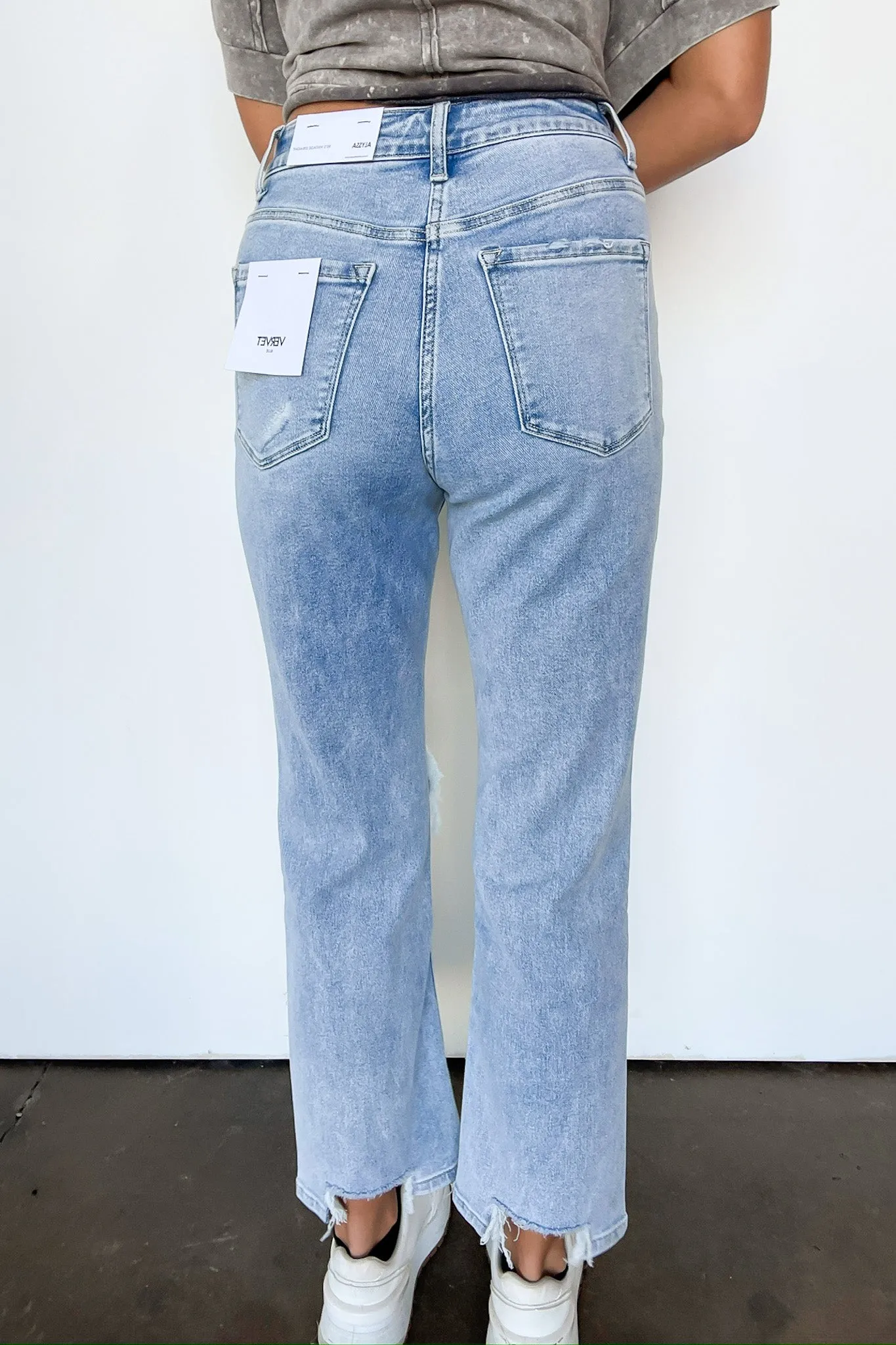 Maileana 90's Super High Rise Distressed Straight Jeans sold by Madison + Mallory product image thumbnail 4