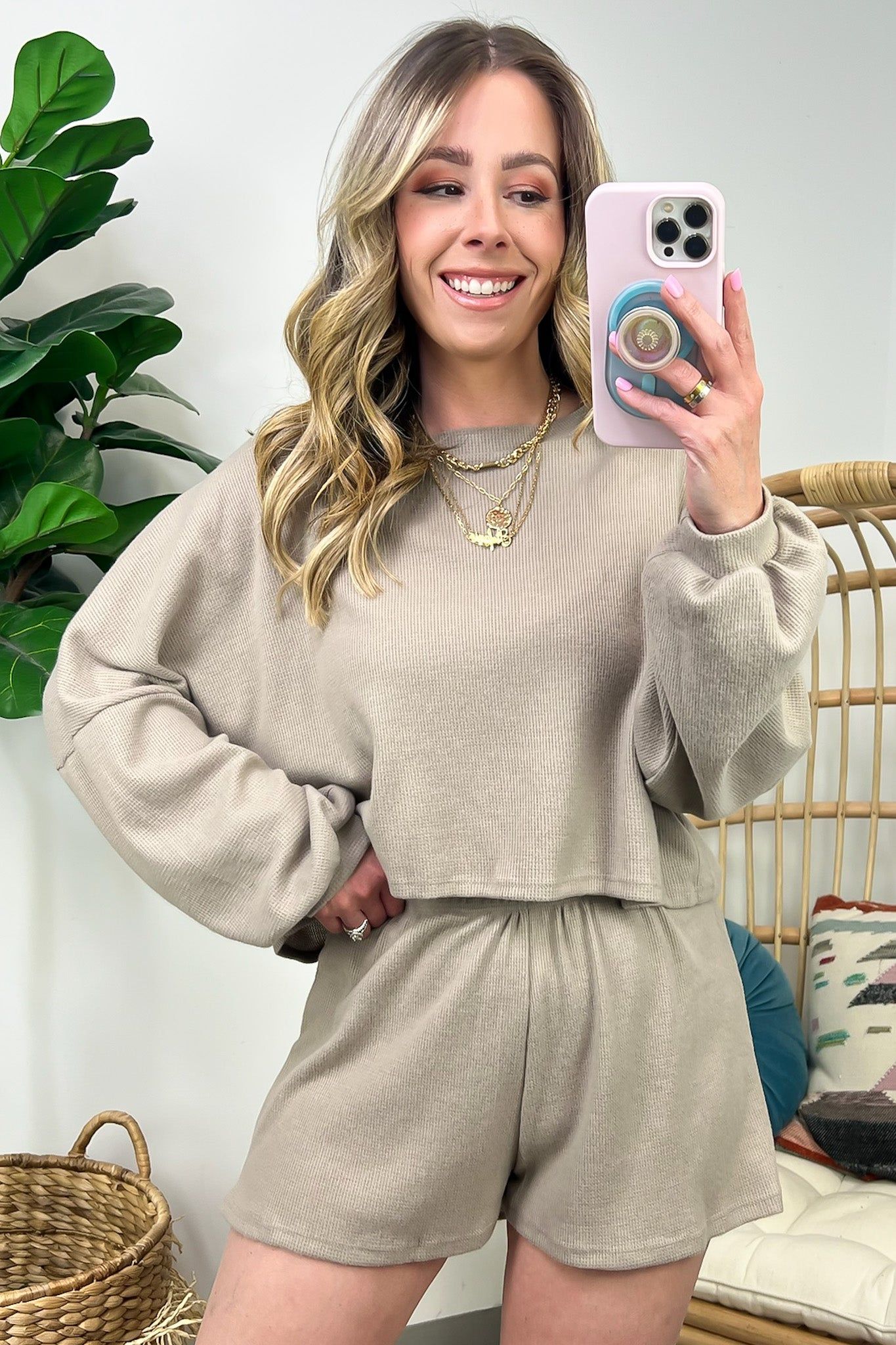 Shayn Waffle Knit Crop Top and Shorts Set - FINAL SALE sold by Madison + Mallory