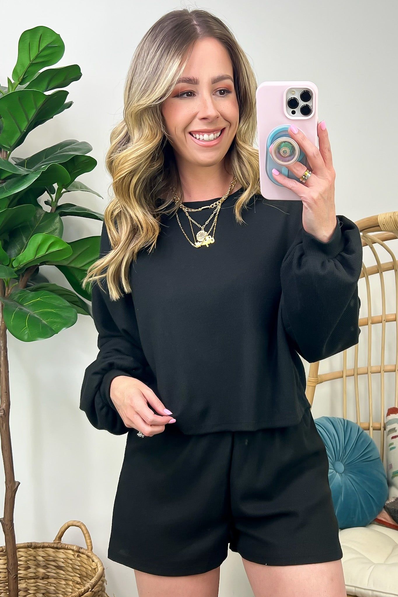 Shayn Waffle Knit Crop Top and Shorts Set - FINAL SALE sold by Madison + Mallory product image thumbnail 2