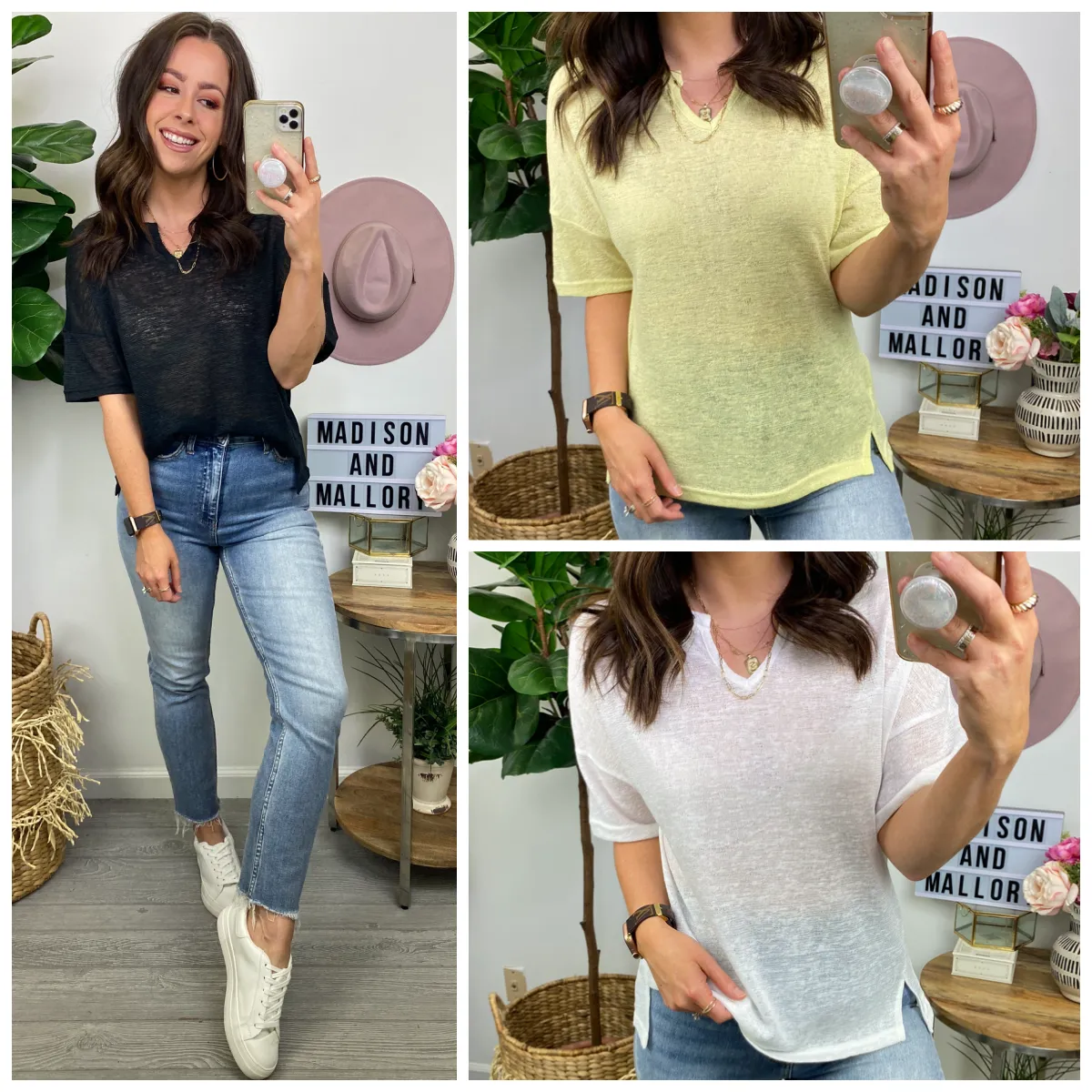 Above Basic Notched V-Neck Top - FINAL SALE sold by Madison + Mallory