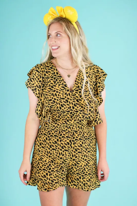 Defiance Animal Print Ruffle Romper | CURVE - FINAL SALE sold by Madison + Mallory