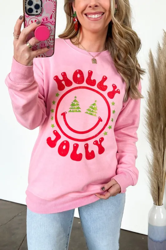 Holly Jolly Smile Oversized Graphic Sweatshirt sold by Madison + Mallory