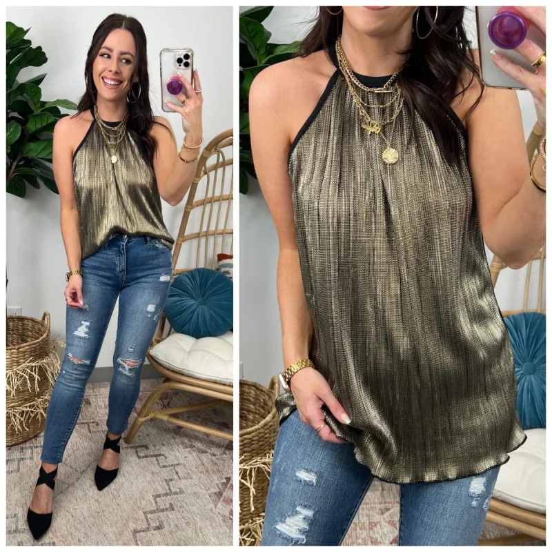 Divine Invitation Flowy Shimmer Tank Top - FINAL SALE sold by Madison + Mallory