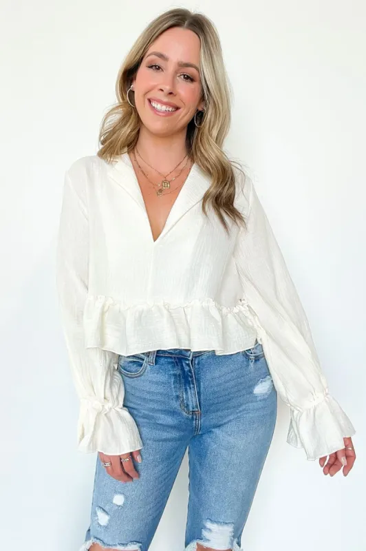 Levian Ruffle Poet Sleeve Top - FINAL SALE sold by Madison + Mallory