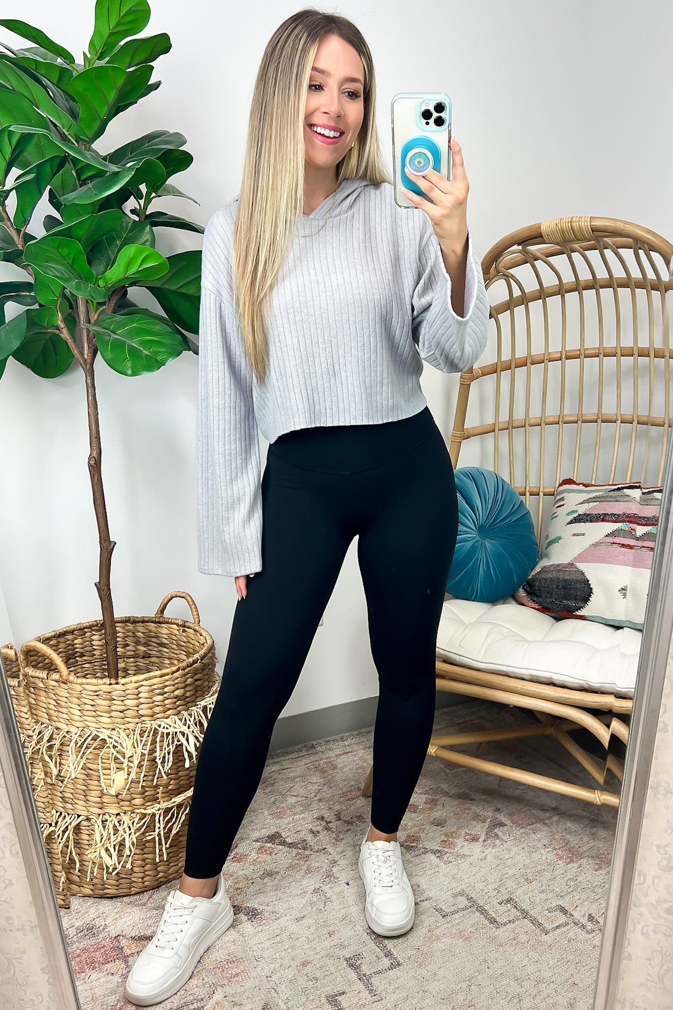 Dalida Ribbed Bell Sleeve Hooded Top sold by Madison + Mallory product image thumbnail 2