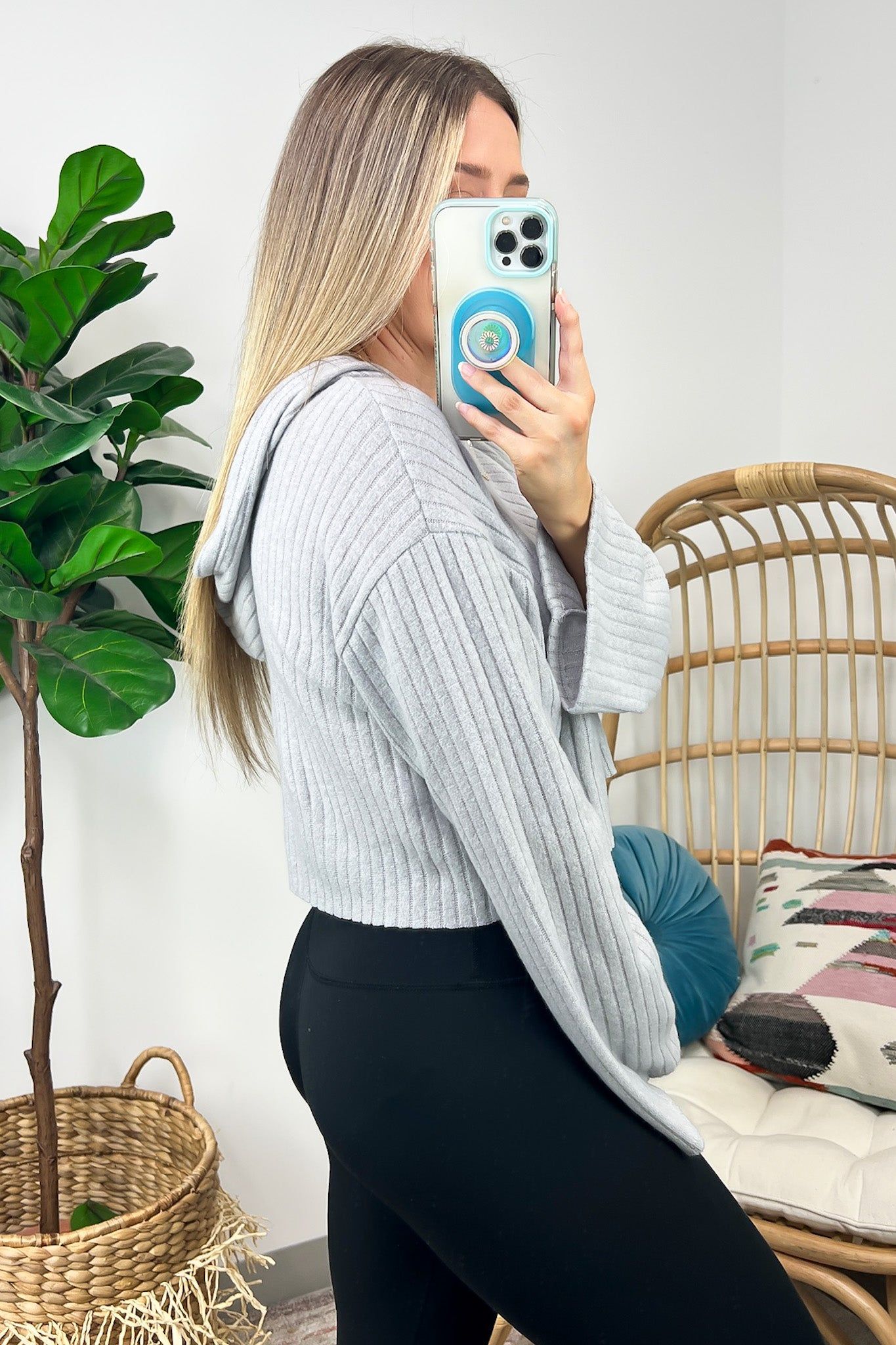 Dalida Ribbed Bell Sleeve Hooded Top sold by Madison + Mallory product image thumbnail 5