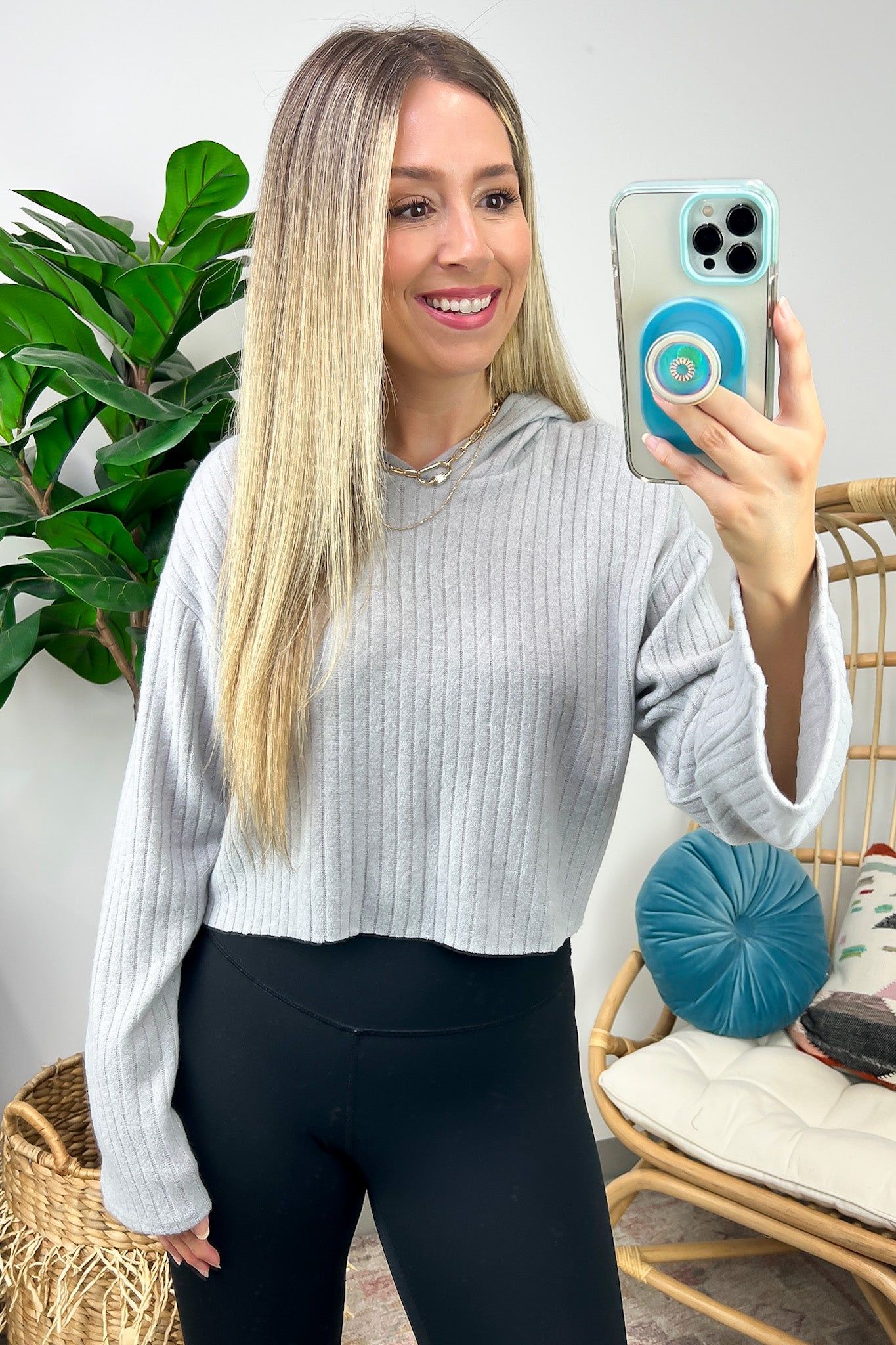 Dalida Ribbed Bell Sleeve Hooded Top sold by Madison + Mallory product image thumbnail 4