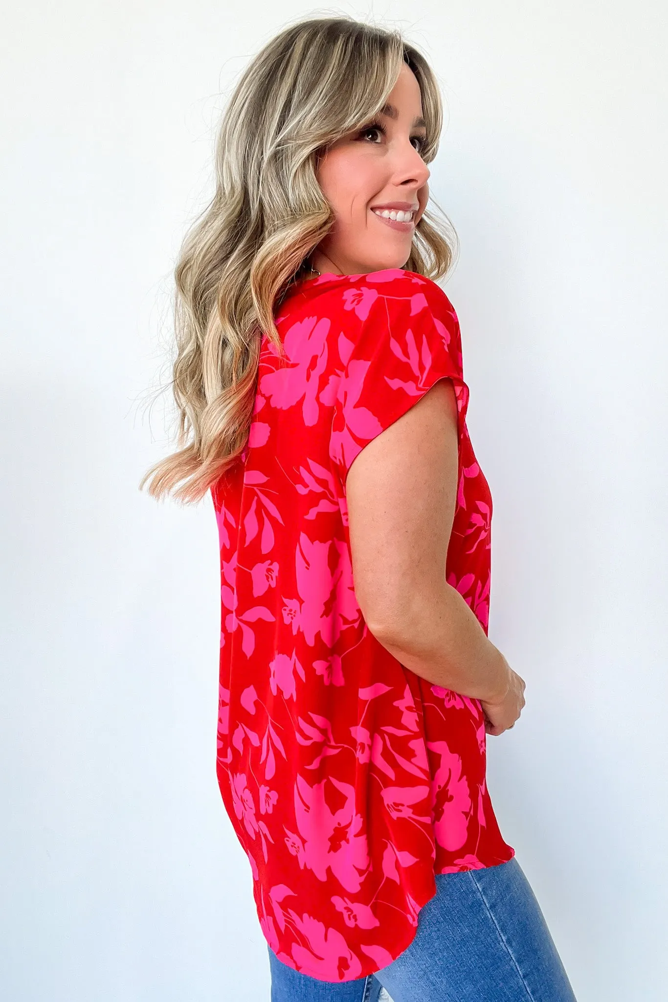 Vivid Beauty V-Neck Floral Cap Sleeve Top - FINAL SALE sold by Madison + Mallory product image thumbnail 5