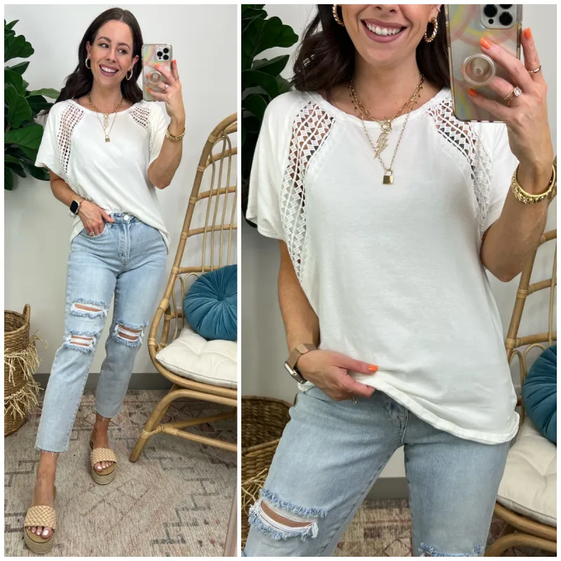 Arielah Crochet Detail Top - FINAL SALE sold by Madison + Mallory