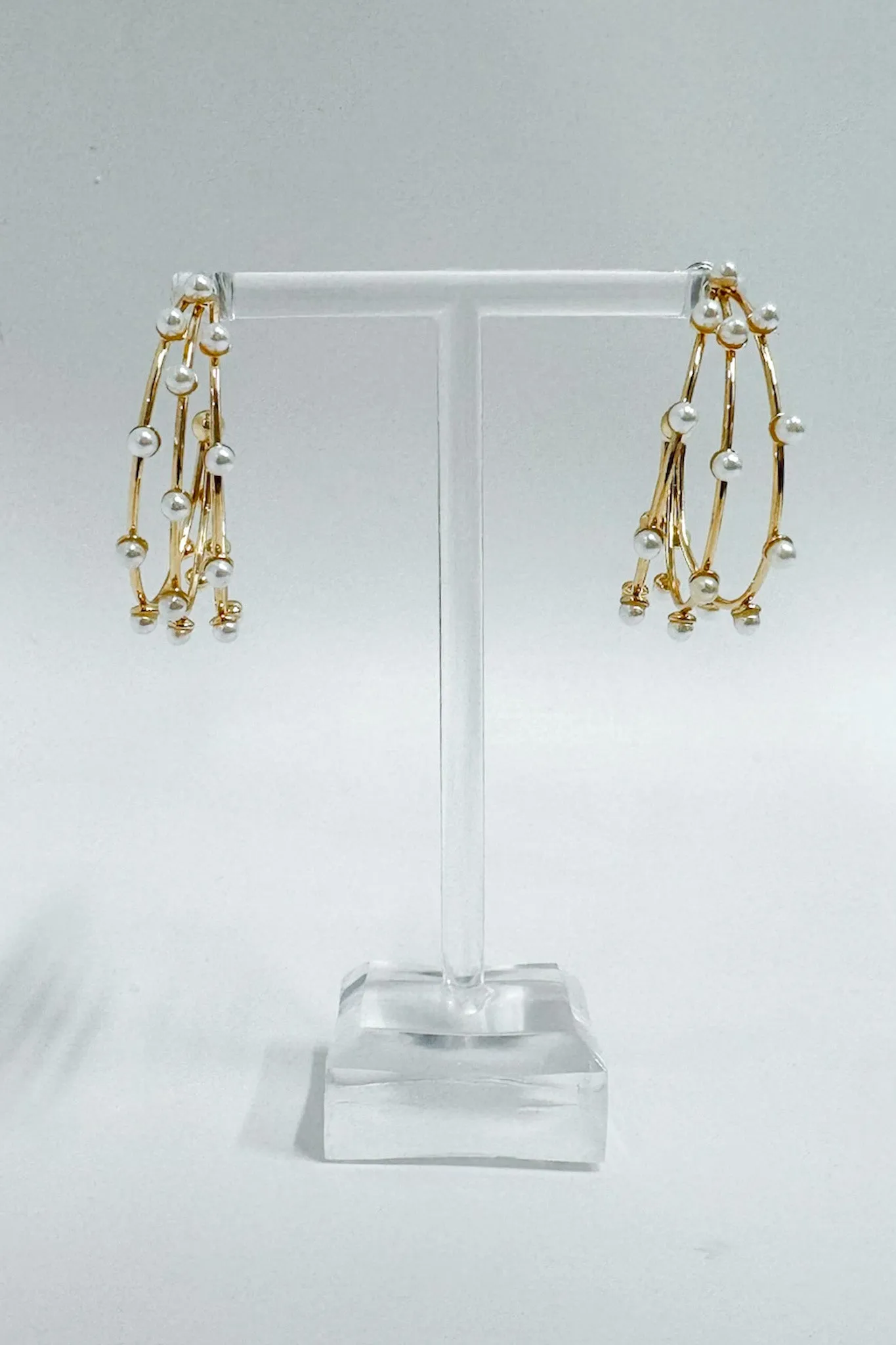Captivating Class Triple Row Pearl Hoop Earrings sold by Madison + Mallory product image thumbnail 2