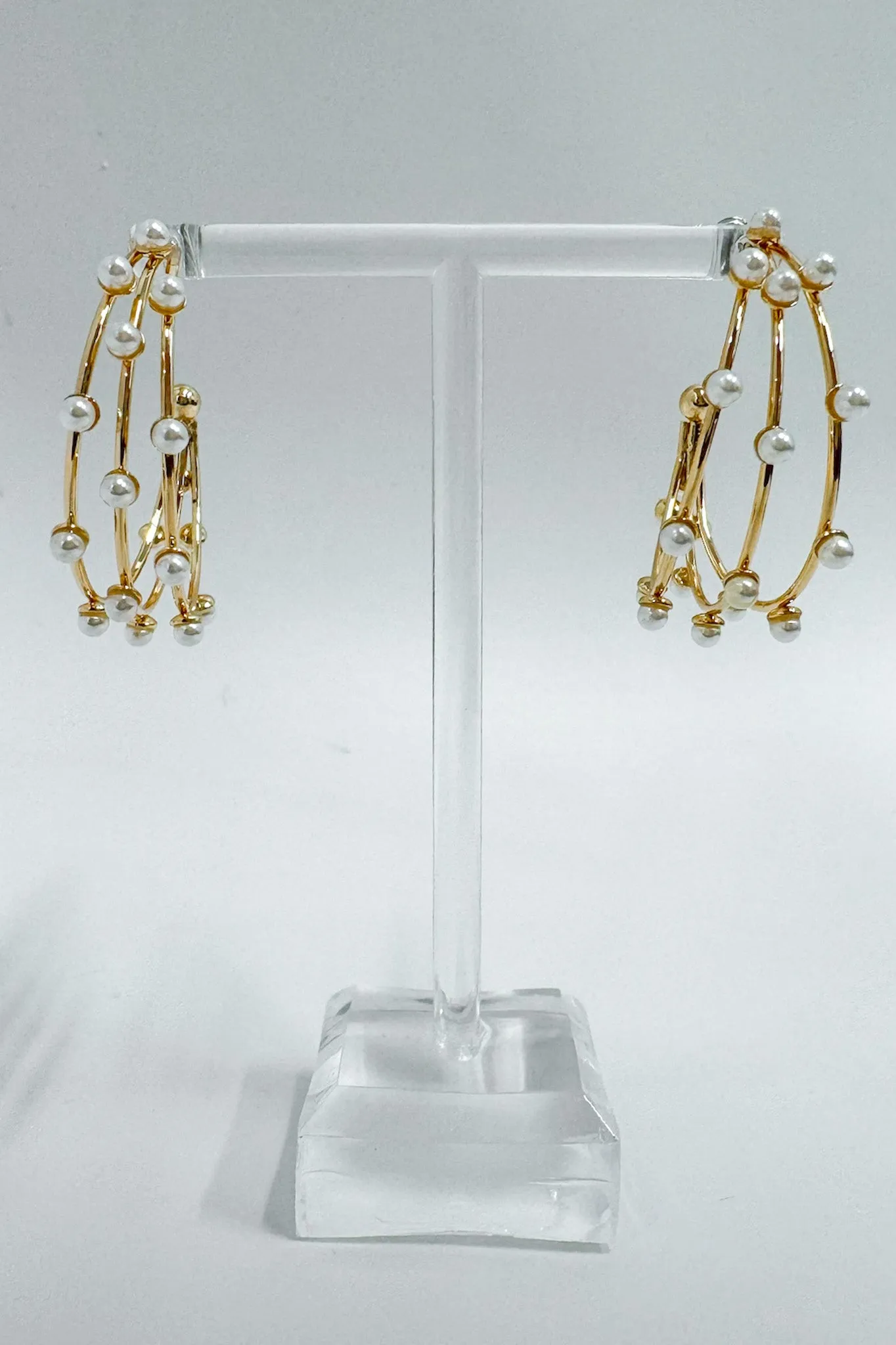 Captivating Class Triple Row Pearl Hoop Earrings sold by Madison + Mallory product image thumbnail 3