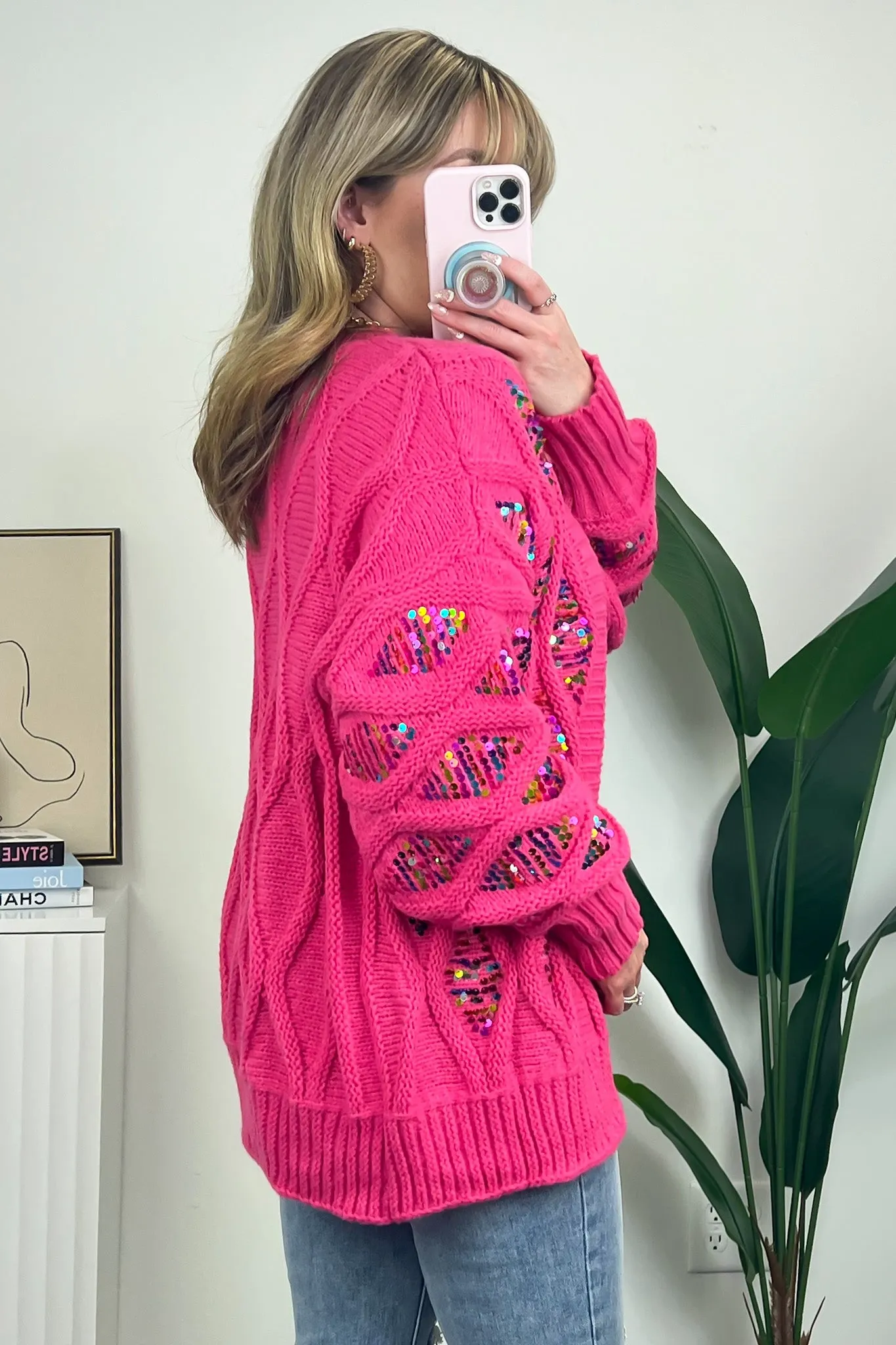 Glittering Arrival Cable Knit Sequin Cardigan - FINAL SALE sold by Madison + Mallory product image thumbnail 3