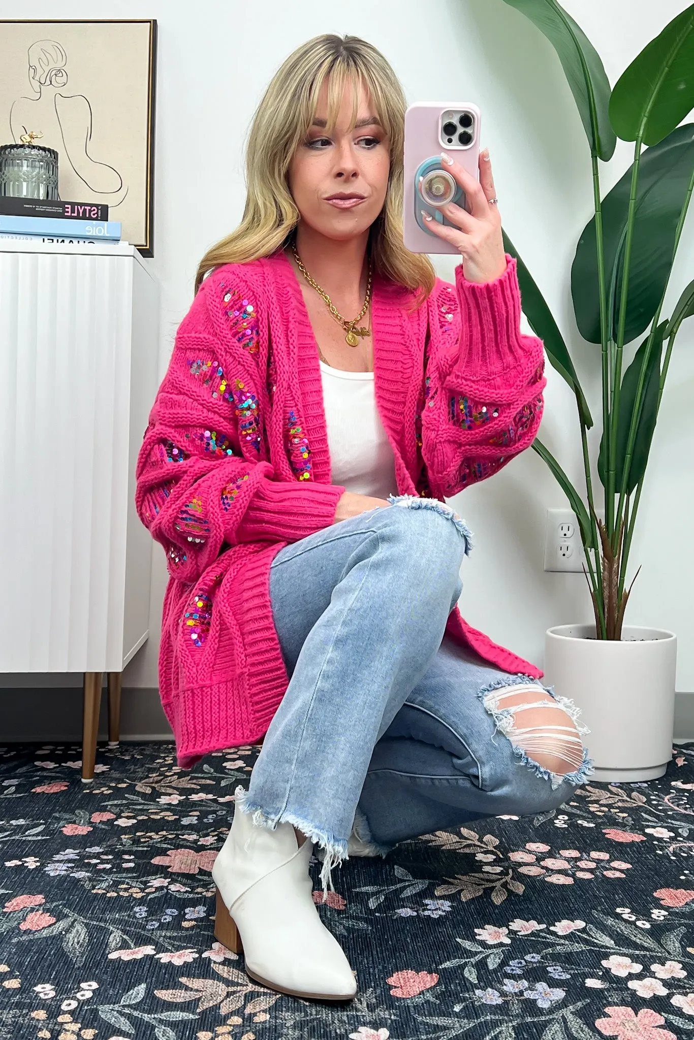 Glittering Arrival Cable Knit Sequin Cardigan - FINAL SALE sold by Madison + Mallory product image thumbnail 4