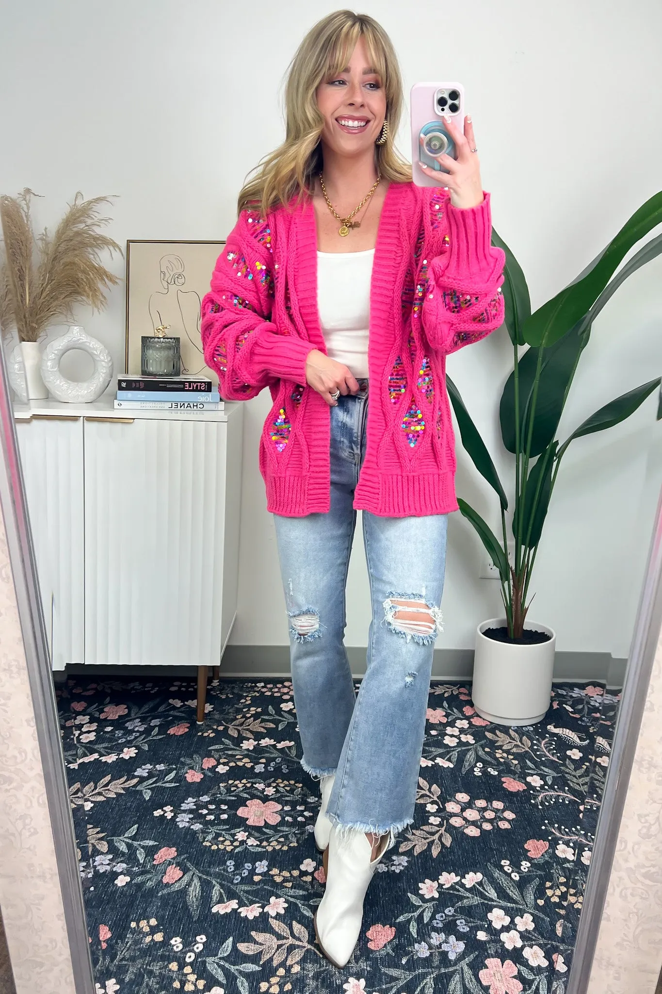 Glittering Arrival Cable Knit Sequin Cardigan - FINAL SALE sold by Madison + Mallory product image thumbnail 5