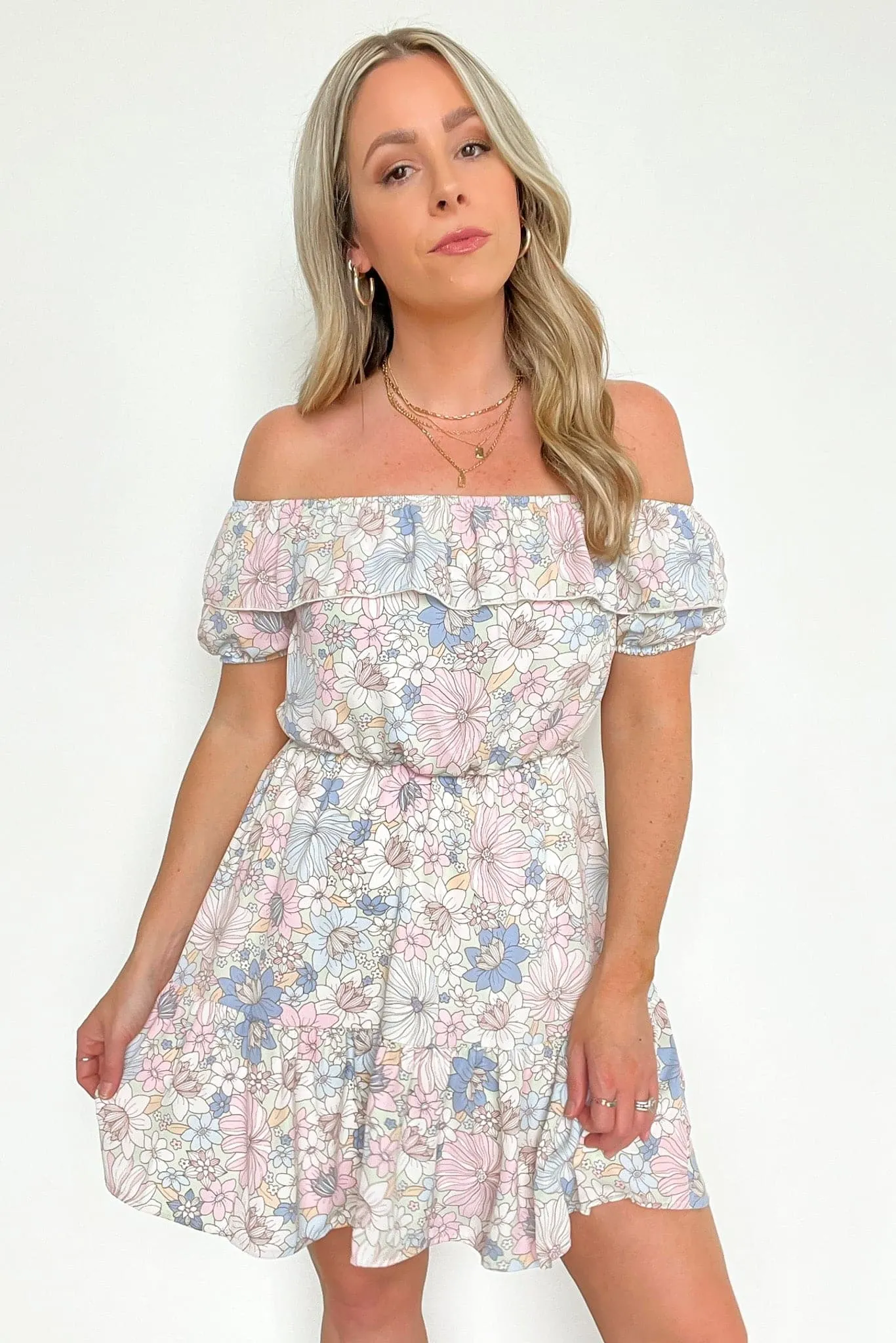 Sweet Grace Off Shoulder Floral Ruffle Dress - FINAL SALE sold by Madison + Mallory product image thumbnail 5