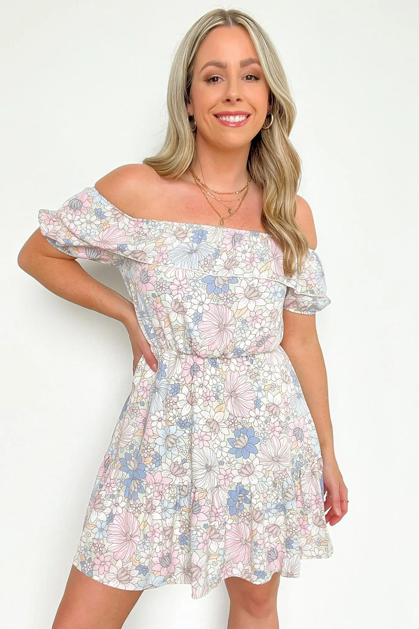 Sweet Grace Off Shoulder Floral Ruffle Dress - FINAL SALE sold by Madison + Mallory product image thumbnail 4
