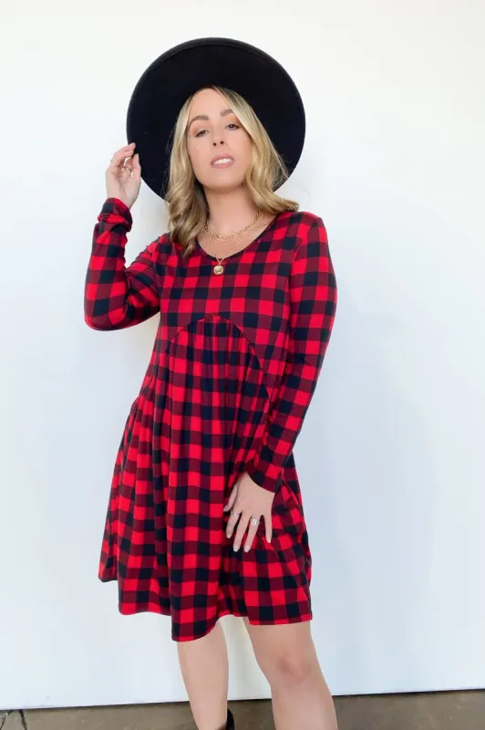 Liddie Plaid Print Babydoll Dress - FINAL SALE sold by Madison + Mallory