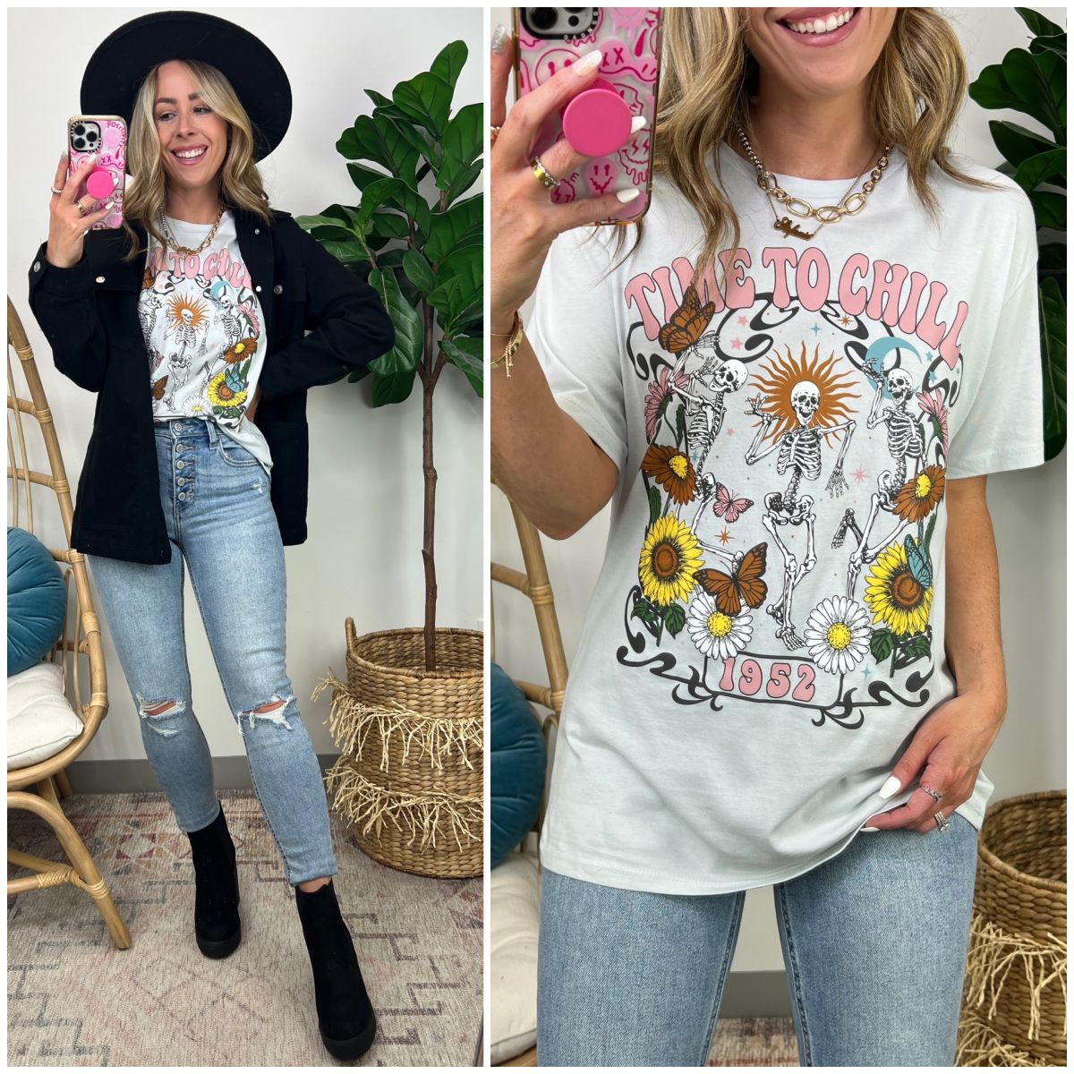 Time to Chill Skeleton Graphic Boyfriend Tee - FINAL SALE sold by Madison + Mallory