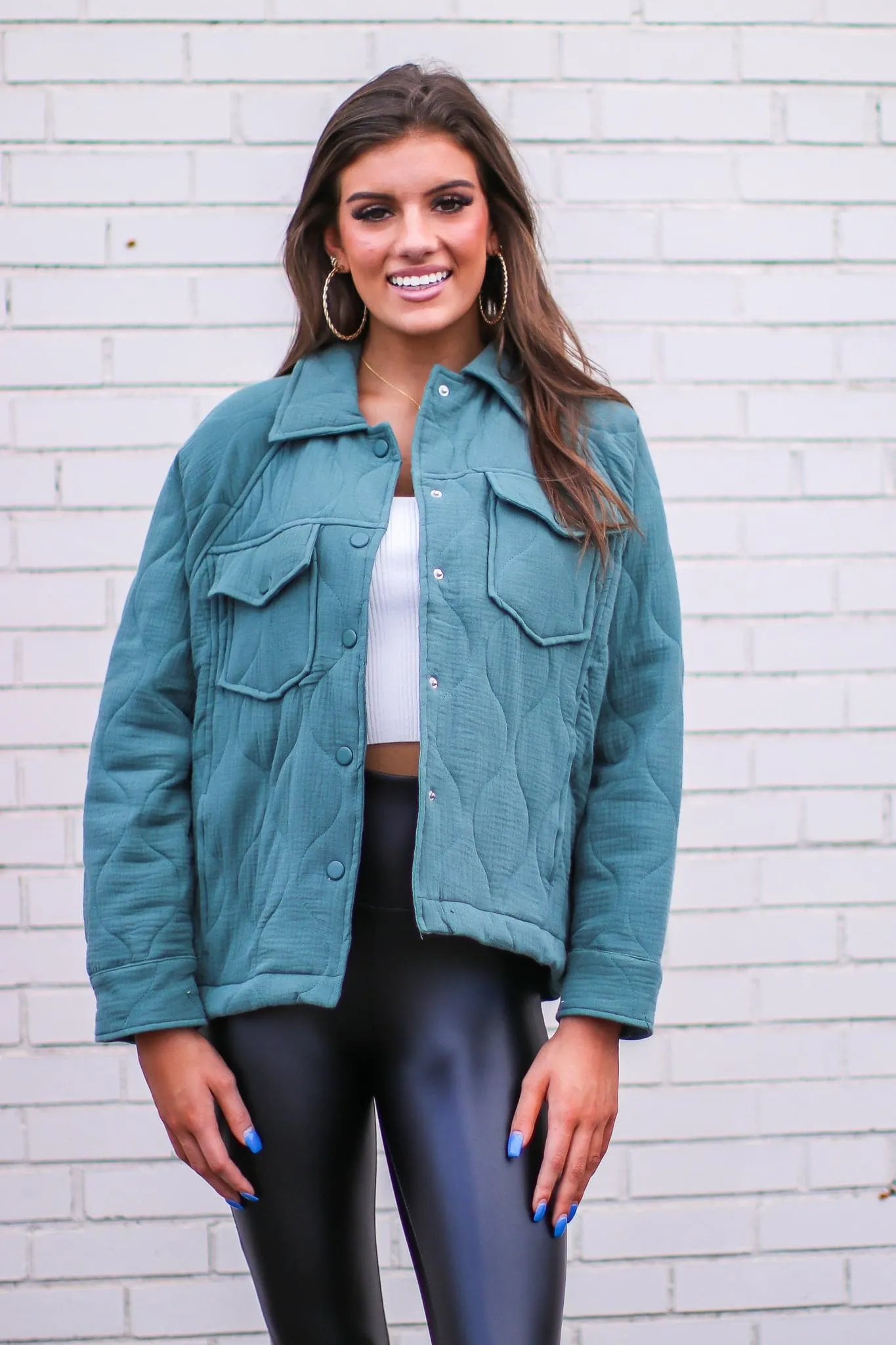 Thinking Thankfully Button Down Quilted Shacket - FINAL SALE sold by Madison + Mallory product image thumbnail 2