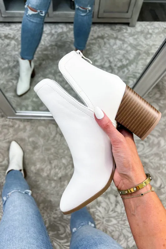 Faunia Faux Leather Heeled Bootie sold by Madison + Mallory