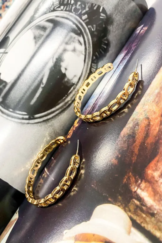 Modern Movement Chain Hoop Earrings sold by Madison + Mallory