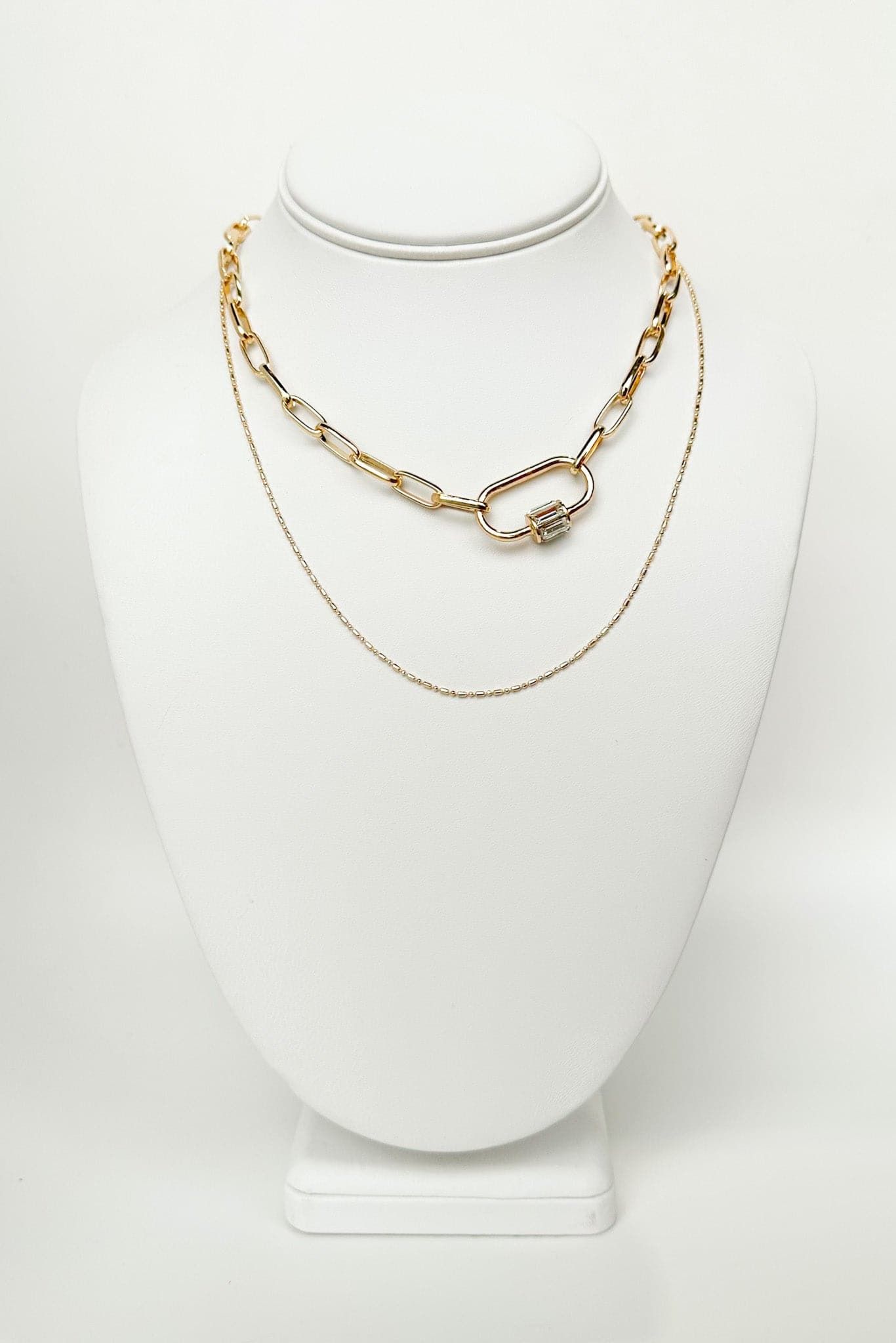 Icon Living Chain Link Carabine Rhinestone Layered Necklace - BACK IN STOCK sold by Madison + Mallory