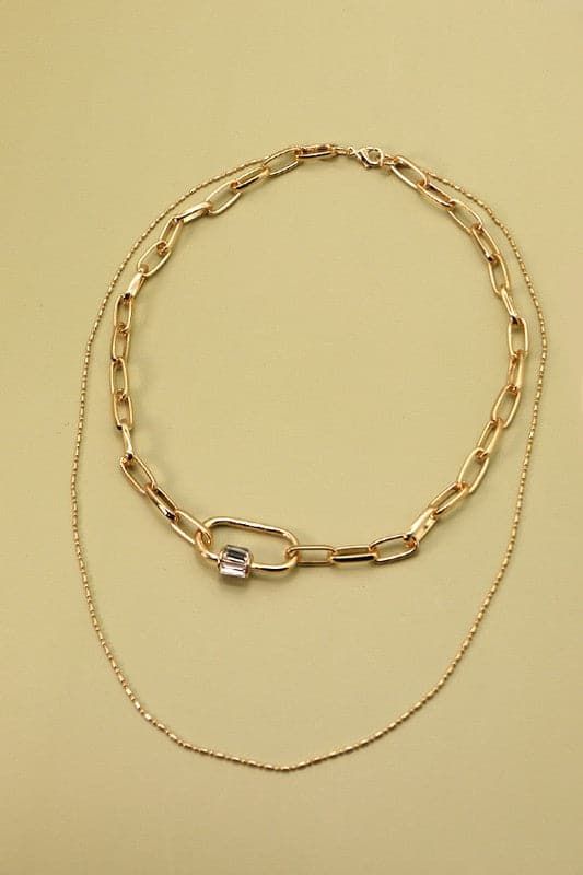 Icon Living Chain Link Carabine Rhinestone Layered Necklace - BACK IN STOCK sold by Madison + Mallory product image thumbnail 2