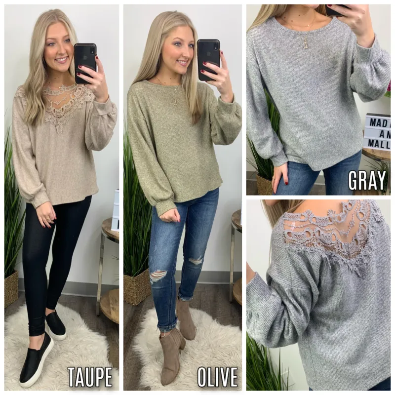 Adoring You Crochet Lace Detail Top - FINAL SALE sold by Madison + Mallory